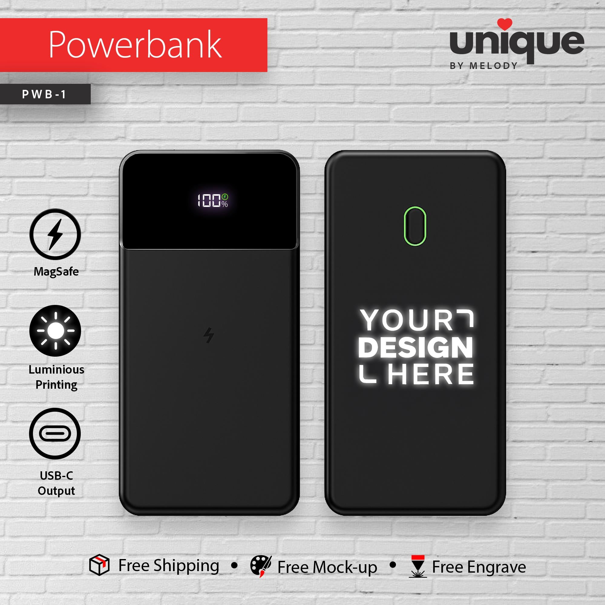 Light-Up Logo Powerbank Gift Set, Promotional MagSafe Charger, Bulk Corporate Gift for Business Event Client Conference Employee Exhibition