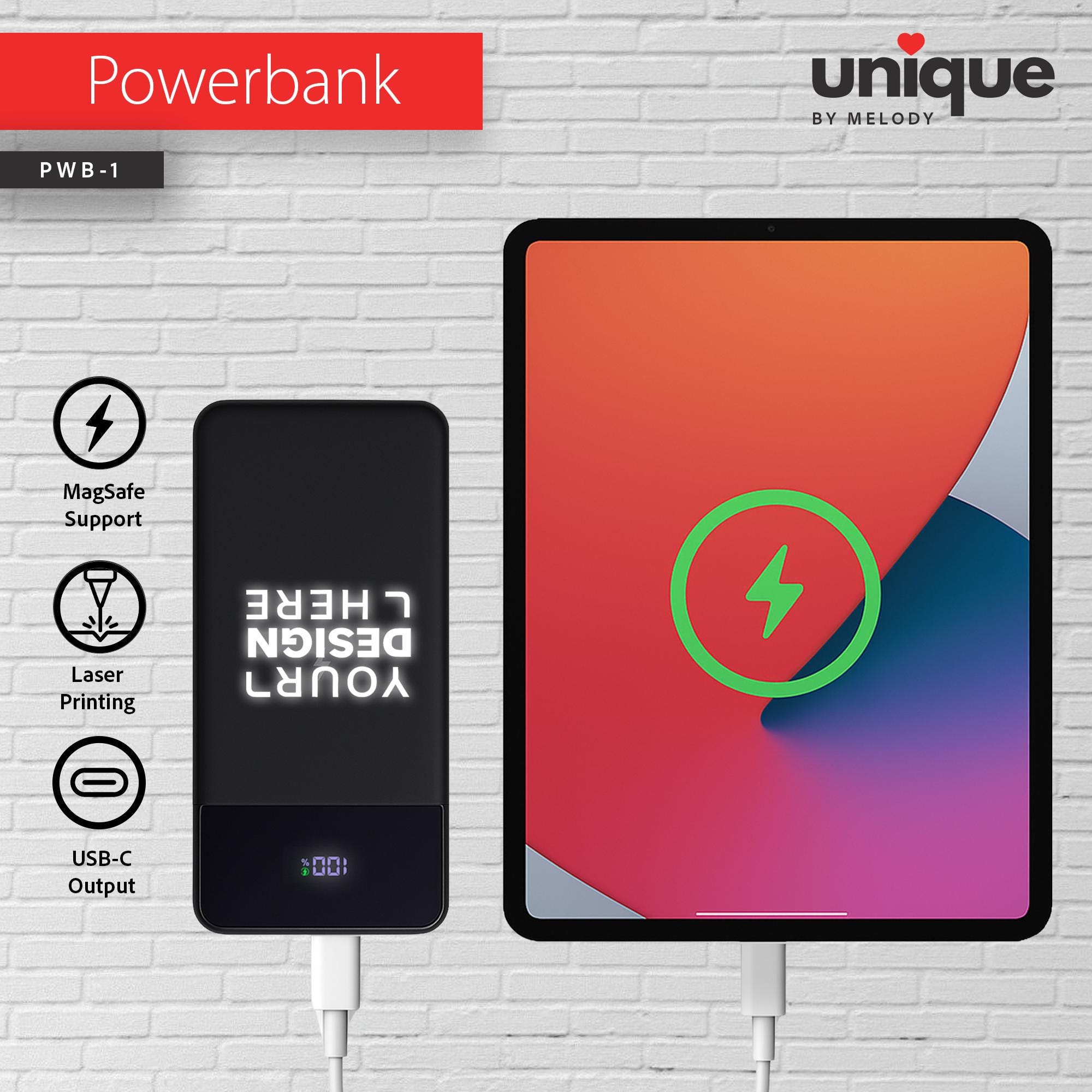 Light-Up Logo Powerbank, Promotional MagSafe Portable Charger, Company Customized Mobile Charger, Personalized Corporate Holiday Bulk Order