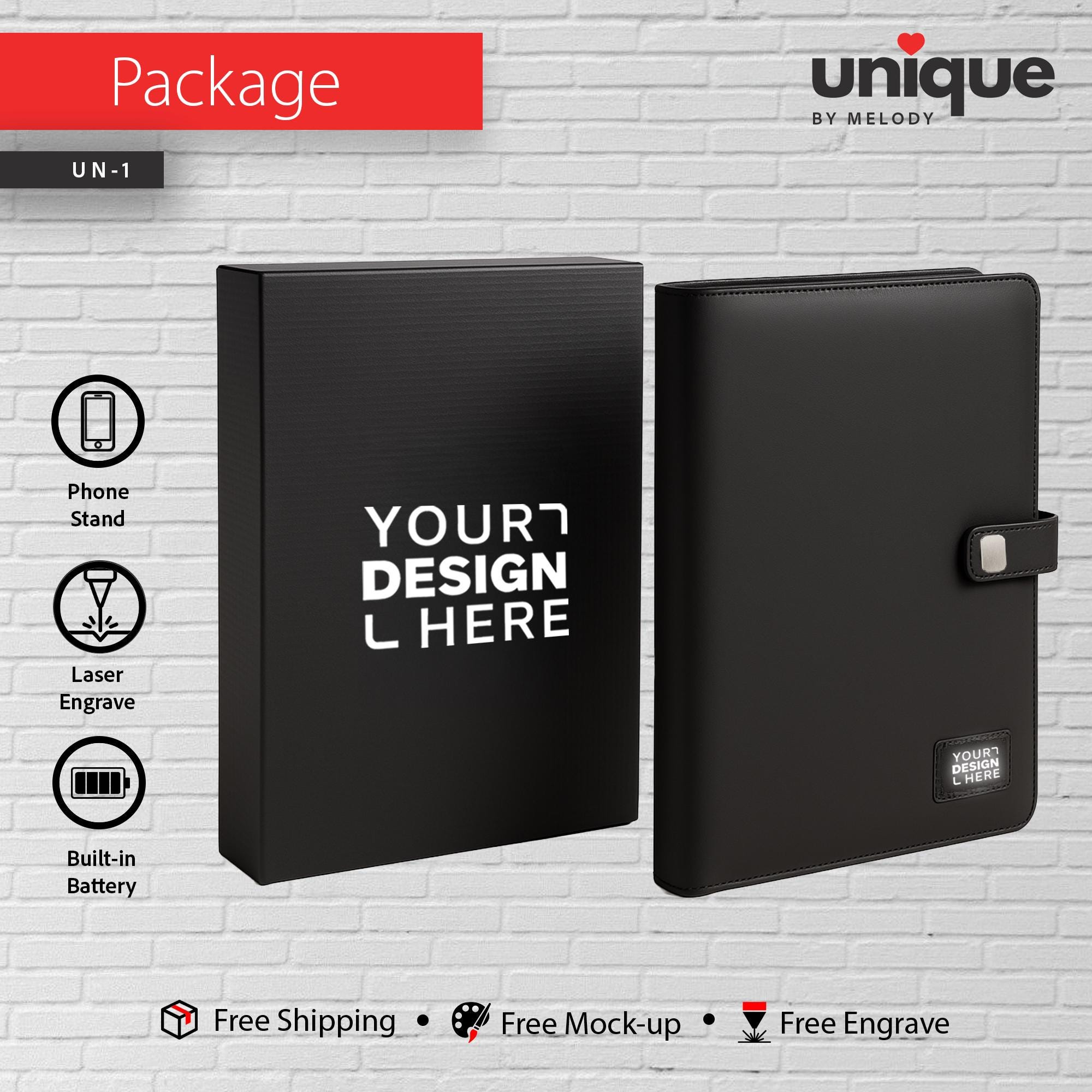 Personalized Light-Up Logo Tech A4 Portfolio, Promotional Custom Company Notebook Organizer, Refillable Journal, Corporate Holiday Bulk Gift
