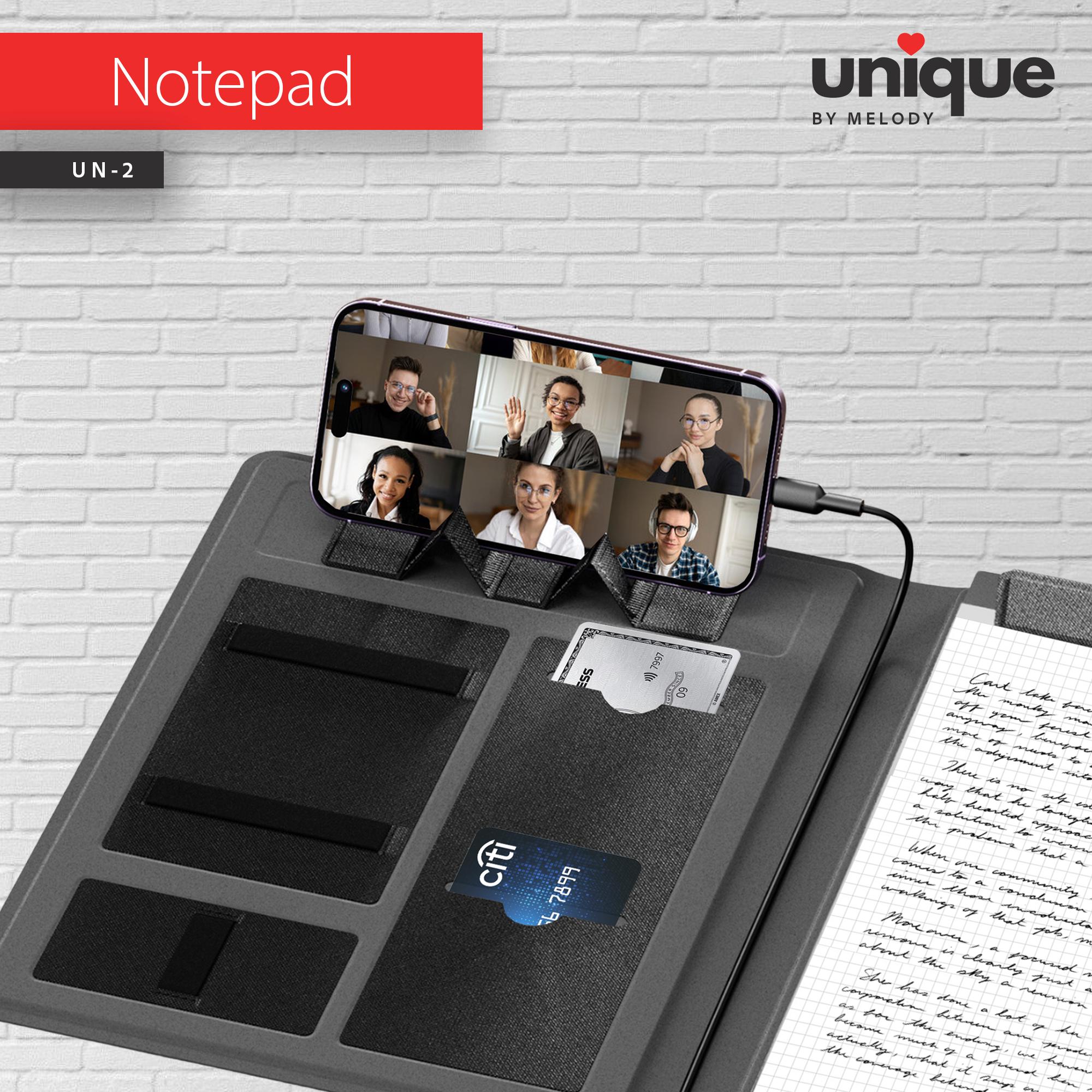 Personalized Laser Engraved Tech A4 Portfolio & Light-Up Cable Gift Set, Custom Company Notebook Organizer, Company Logo Refillable Journal