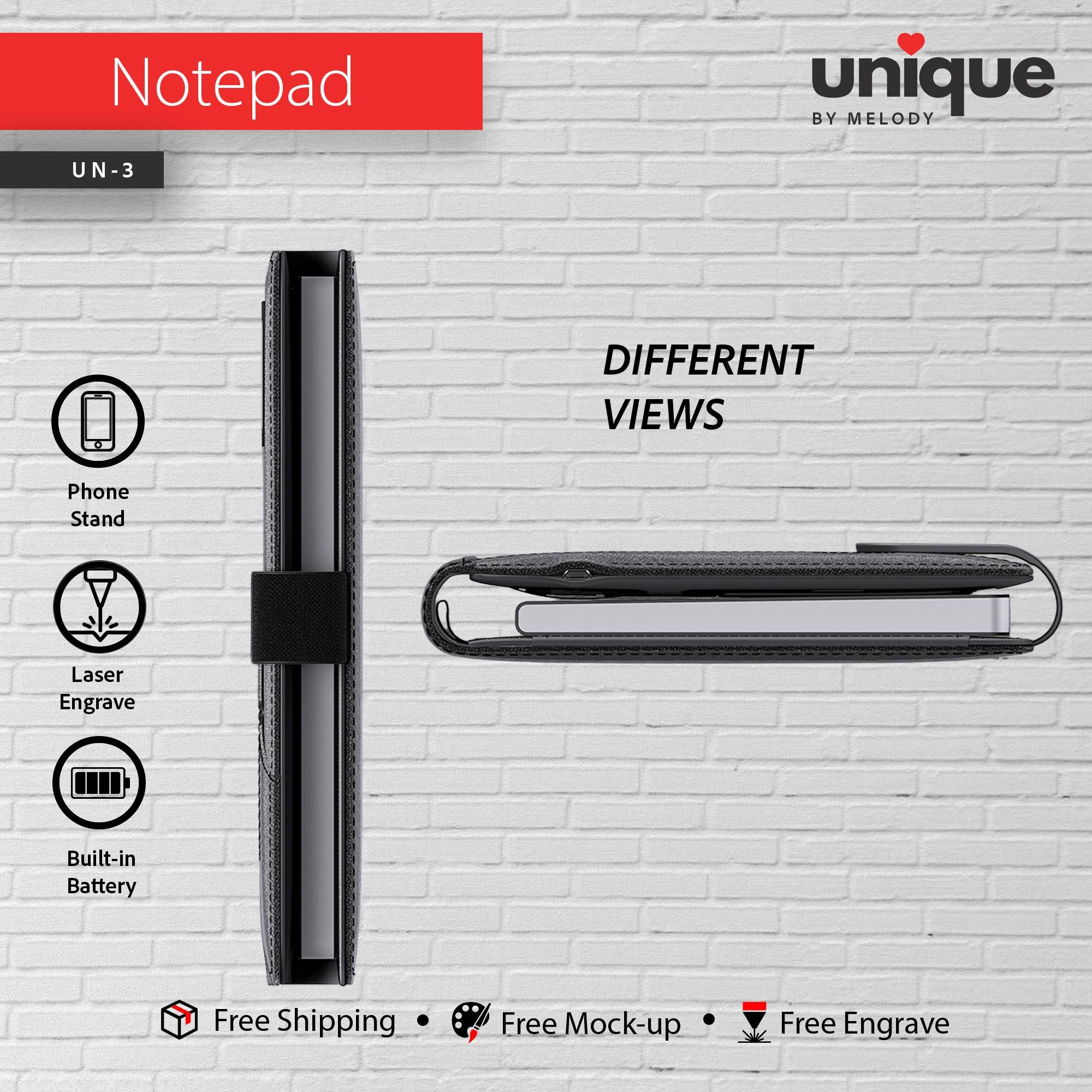 Personalized Light-Up Tech A5 Portfolio & Cable Gift Set, Custom Company Promotional Refillable Journal, Corporate Holiday Bulk Gifts