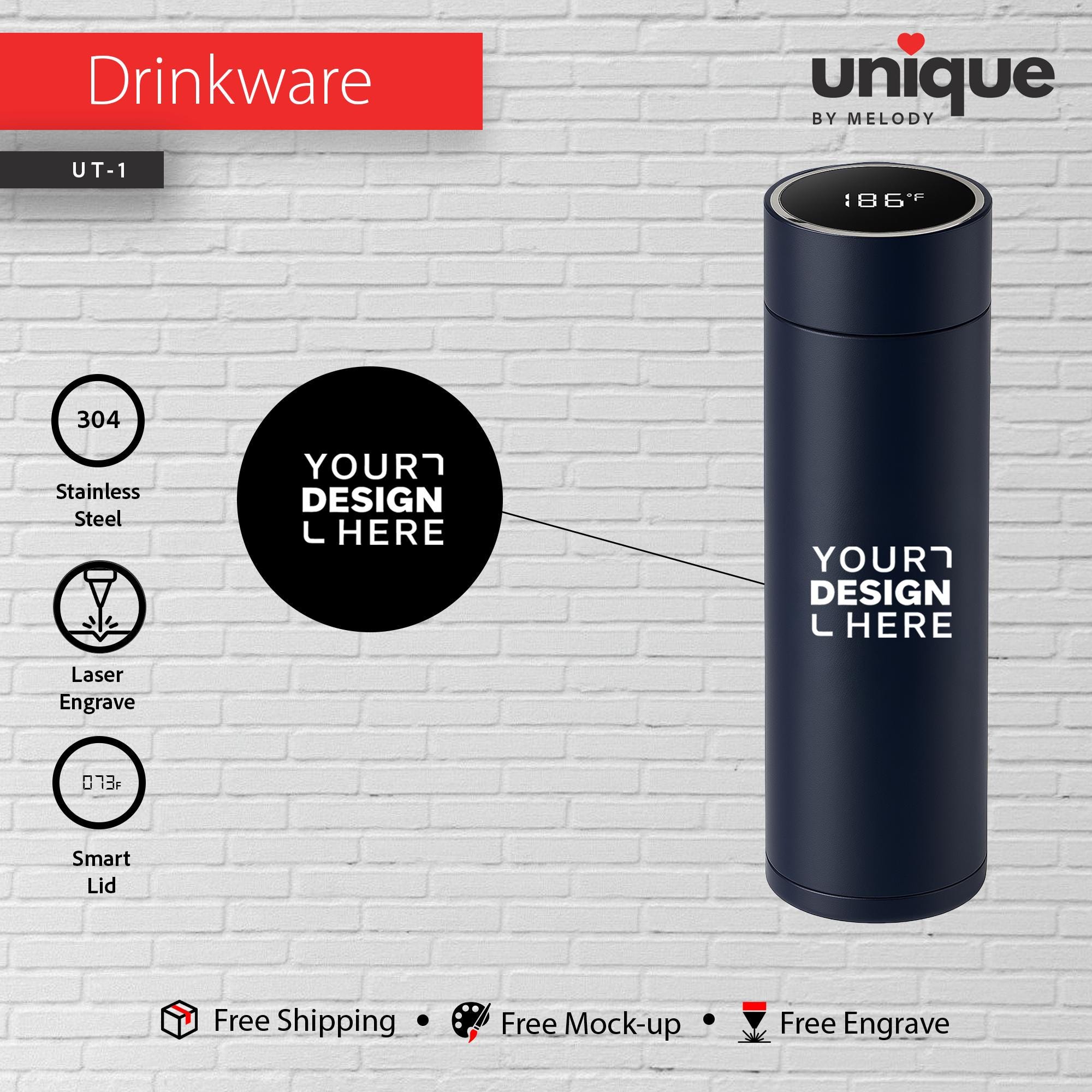 Custom Logo Smart Thermos, Personalized Corporate Gift, Touch Screen Temperature Bottle, Business Holiday Bulk Orders, Promotional Thermos