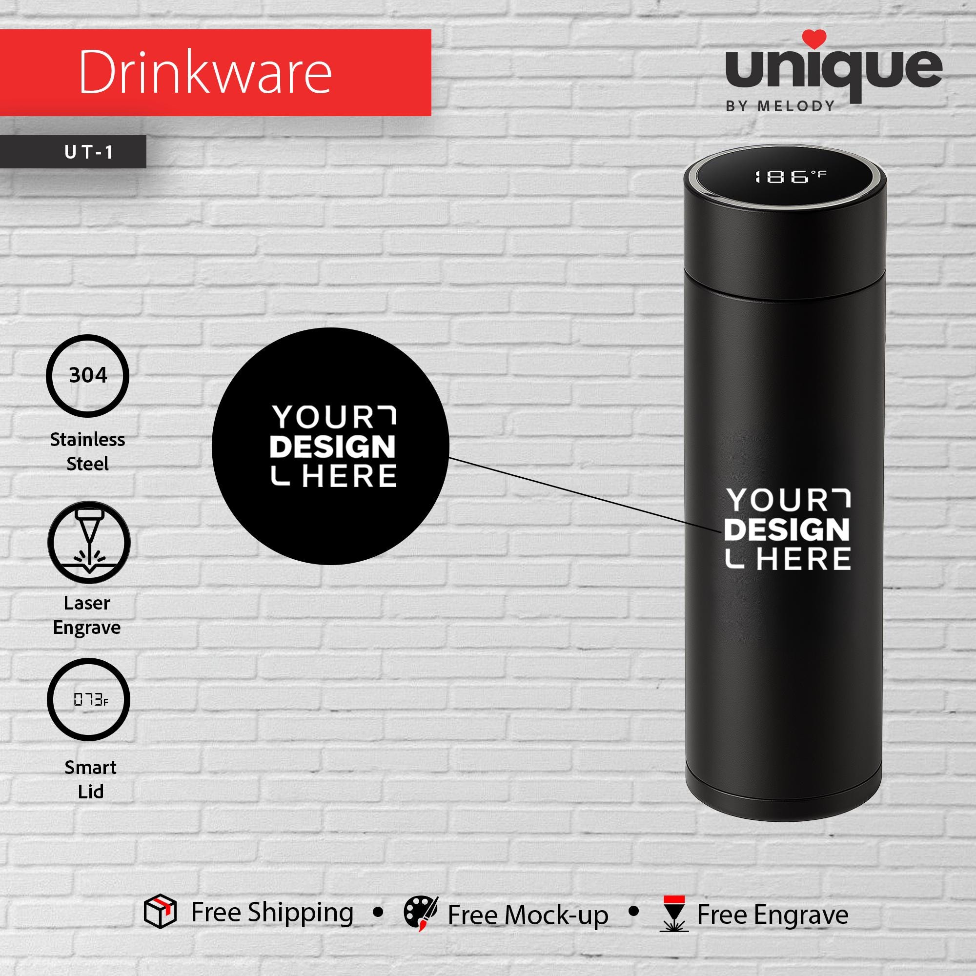 Smart Thermos & Light-Up Charging Cable Set, Custom Logo Corporate Gift Bundle, Personalized Tech Holiday Gift, Promotional Bulk Orders