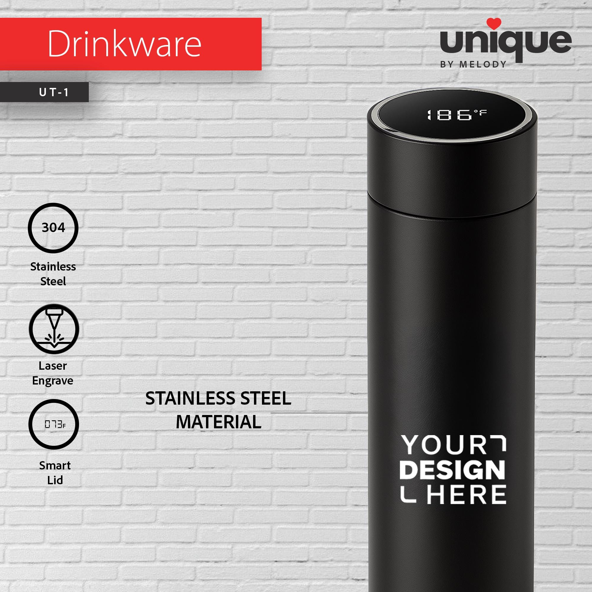 Smart Thermos & Light-Up Charging Cable Set, Custom Logo Corporate Gift Bundle, Personalized Tech Holiday Gift, Promotional Bulk Orders