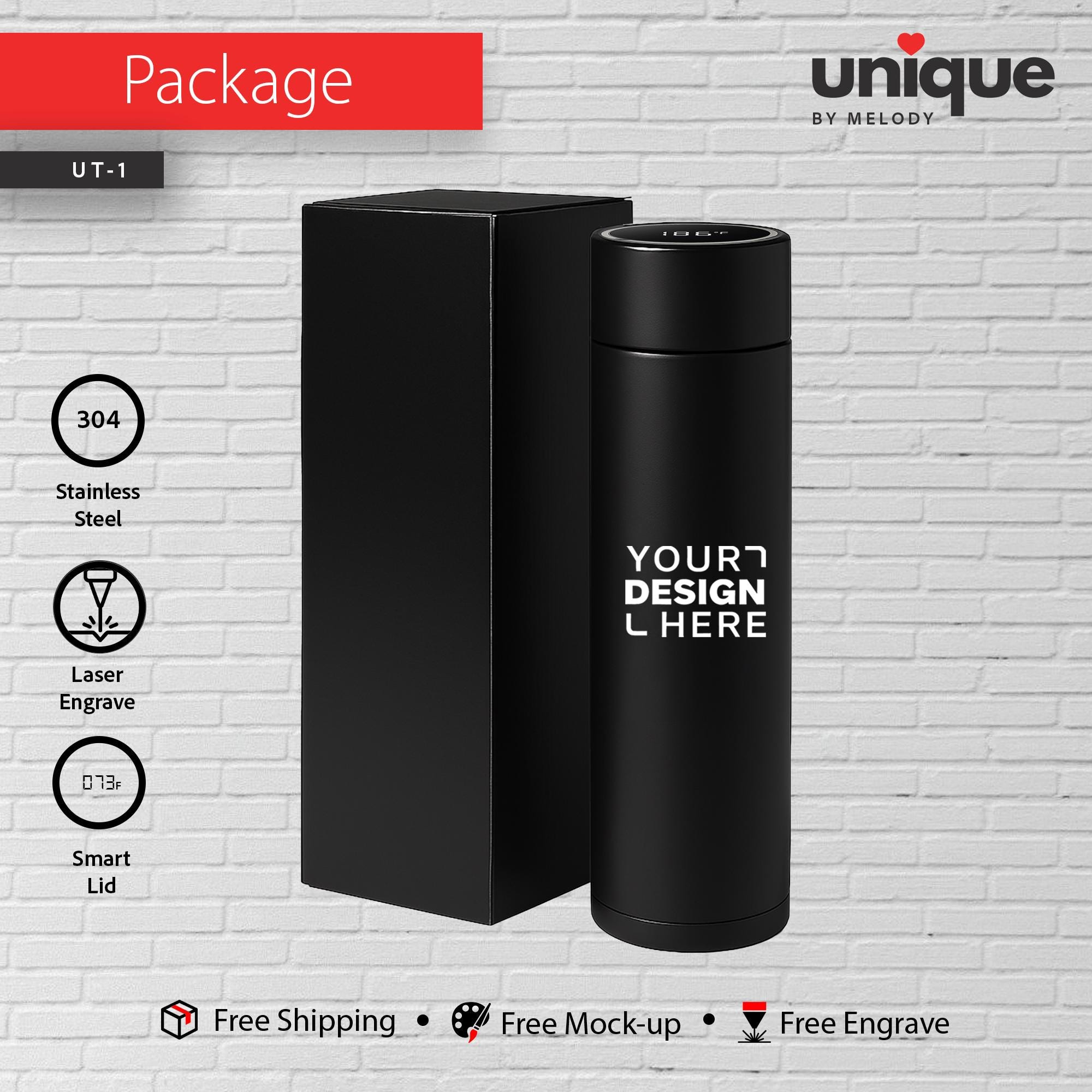 Smart Thermos & Light-Up Charging Cable Set, Custom Logo Corporate Gift Bundle, Personalized Tech Holiday Gift, Promotional Bulk Orders