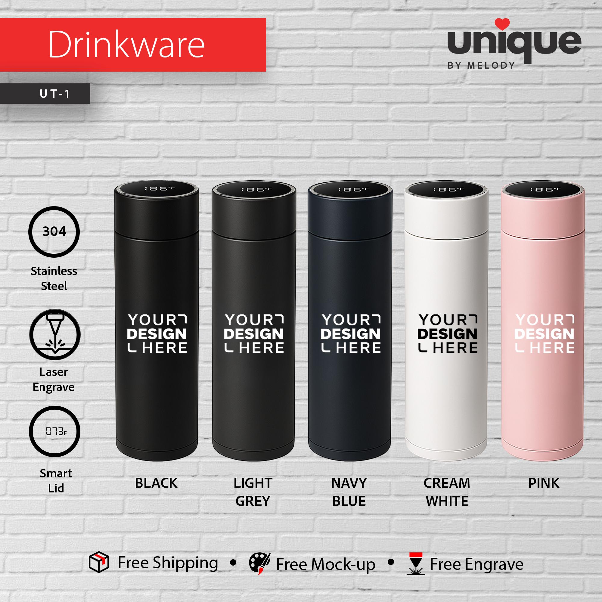 Smart Thermos & Light-Up Charging Cable Set, Custom Logo Corporate Gift Bundle, Personalized Tech Holiday Gift, Promotional Bulk Orders