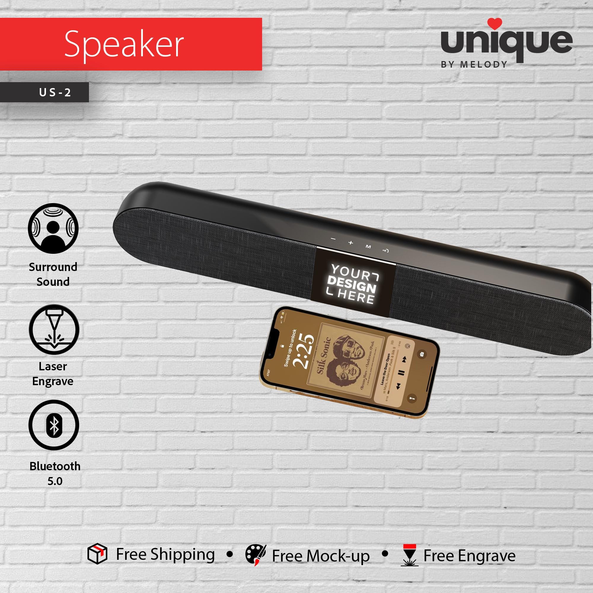 Light-Up Soundbar & Cable Gift Set, Custom Logo Corporate Tech Bundle, Personalized Wireless Speaker, Promotional Bulk Business Holiday Gift