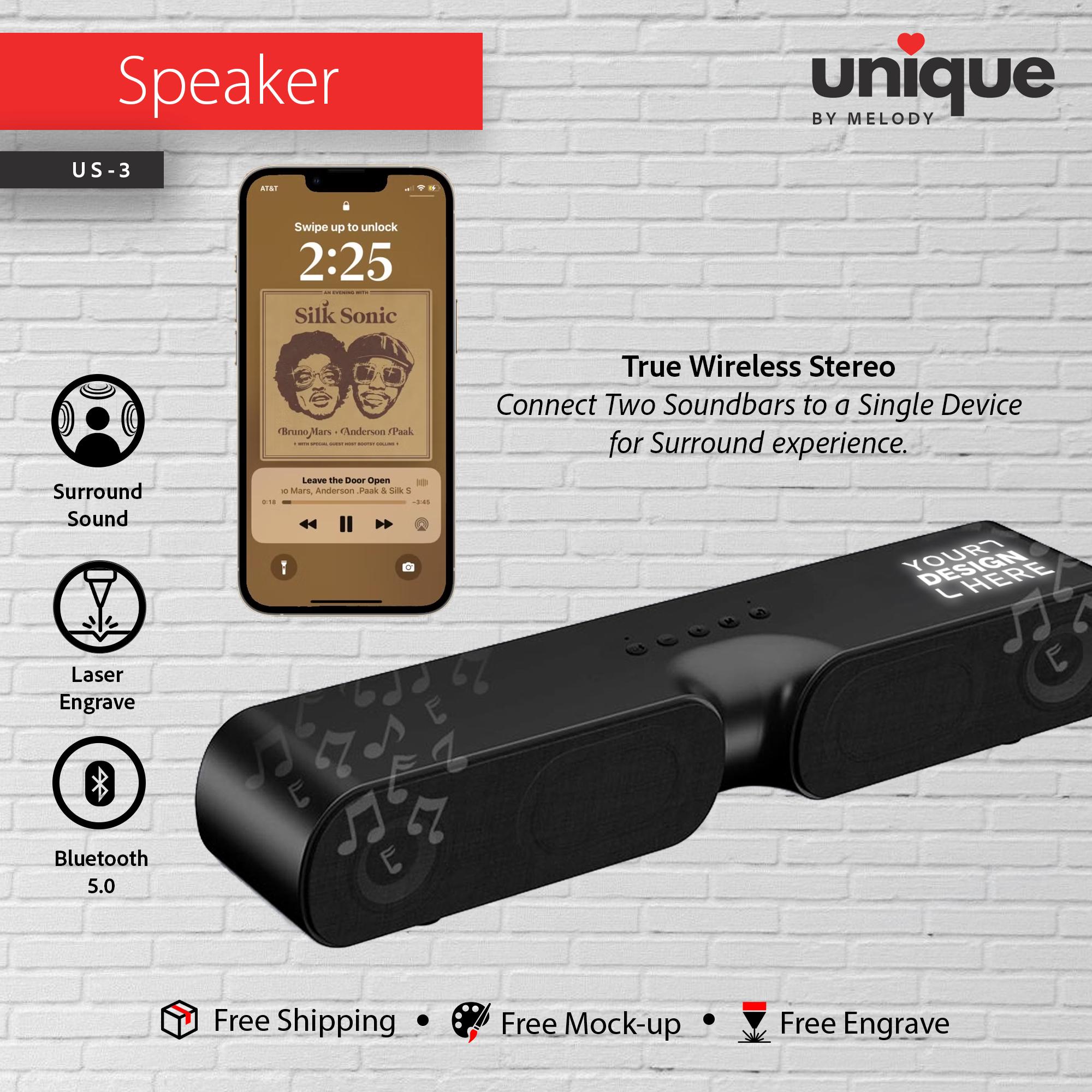 Premium Custom Light-Up Logo Sound Bar, Laser Engraved Logo Bluetooth Speaker, Promotional Company Logo Bulk Orders, Corporate Holiday Gift