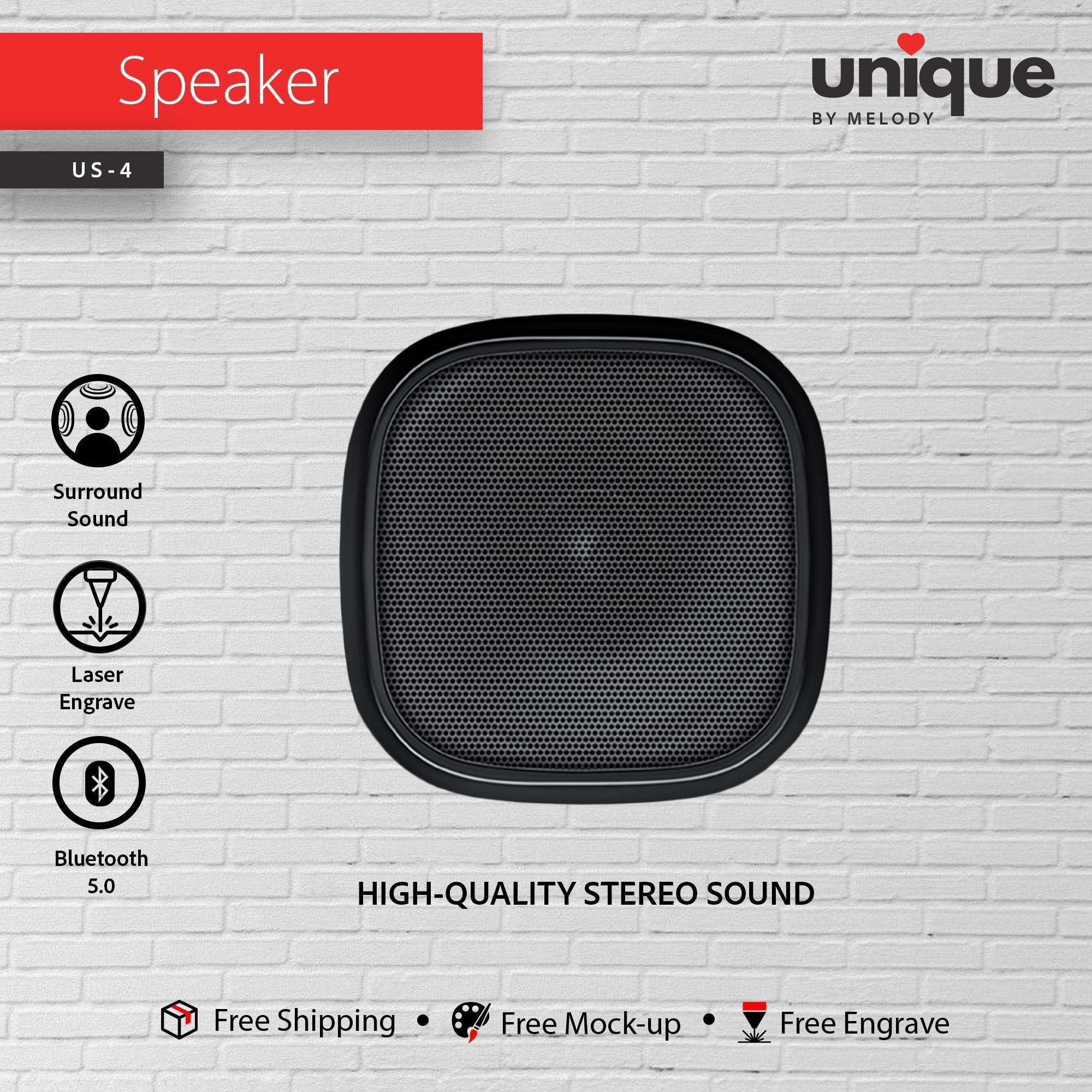 Custom Logo Portable Bluetooth Speaker Personalized Corporate Event Giveaway Promo Tech Gift Affordable Bachelor Business Wedding Bulk Order