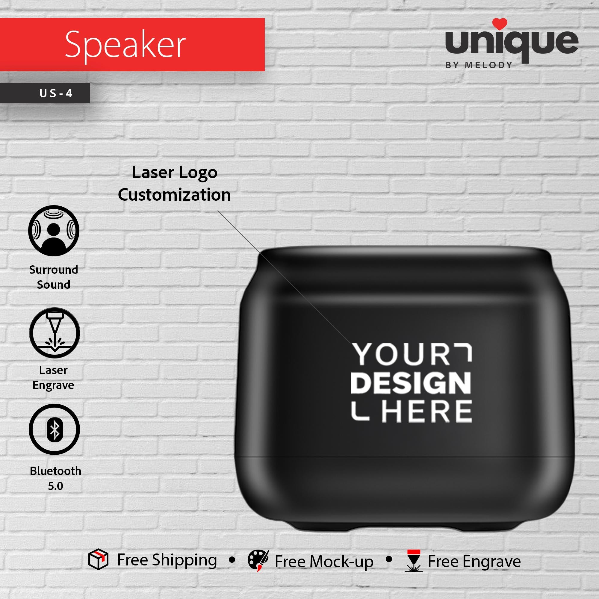 Custom Logo Portable Bluetooth Speaker, Personalized Corporate Event Giveaway, Promotional Tech Gift, Affordable Business Bulk Orders