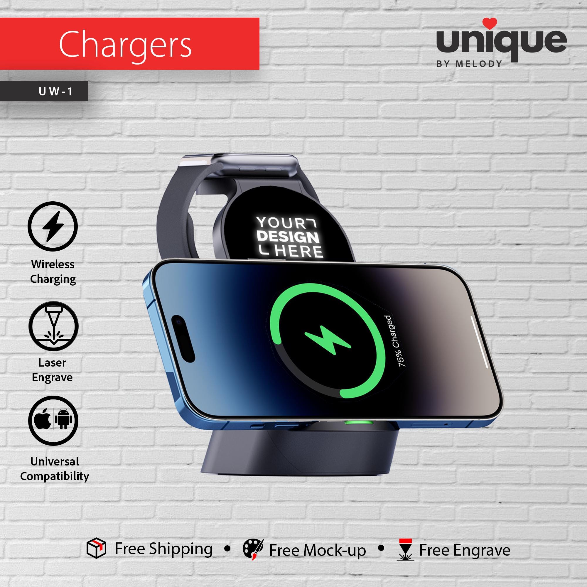 Personalized Light-Up 3-in-1 Wireless Charger, Custom Logo Desktop Charging Dock, Corporate Holiday Tech Gift, Company Promo Bulk Order