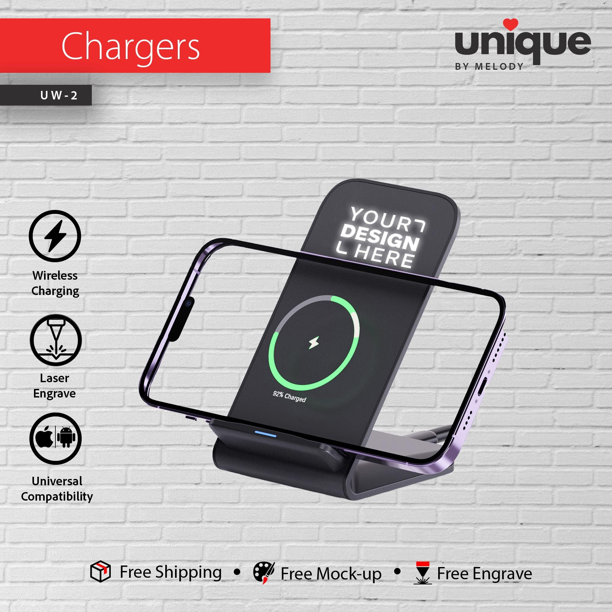 Affordable Light-Up Logo Desk Station, Custom Corporate Gift, Personalized 10W Wireless Charger, Company Holiday Promotional Bulk Orders