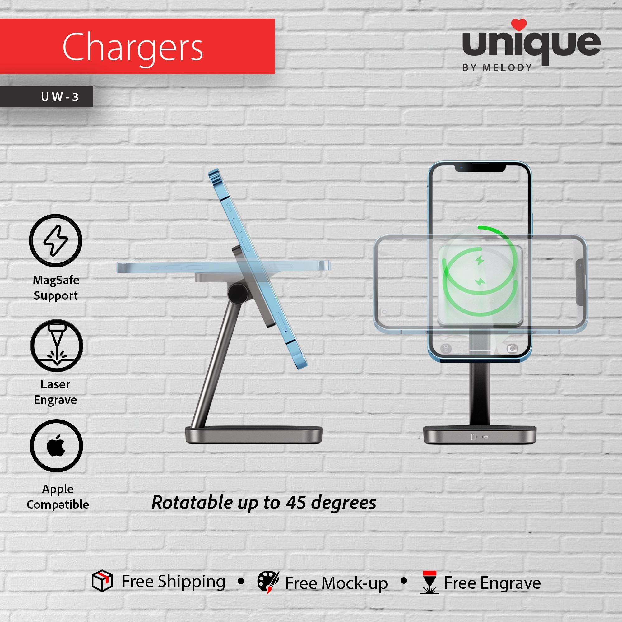 Personalized MagSafe 2-in-1 Charger, 15W Wireless Dock Station for iPhone & AirPods, Custom Corporate Tech Gift, Promotional Bulk Orders