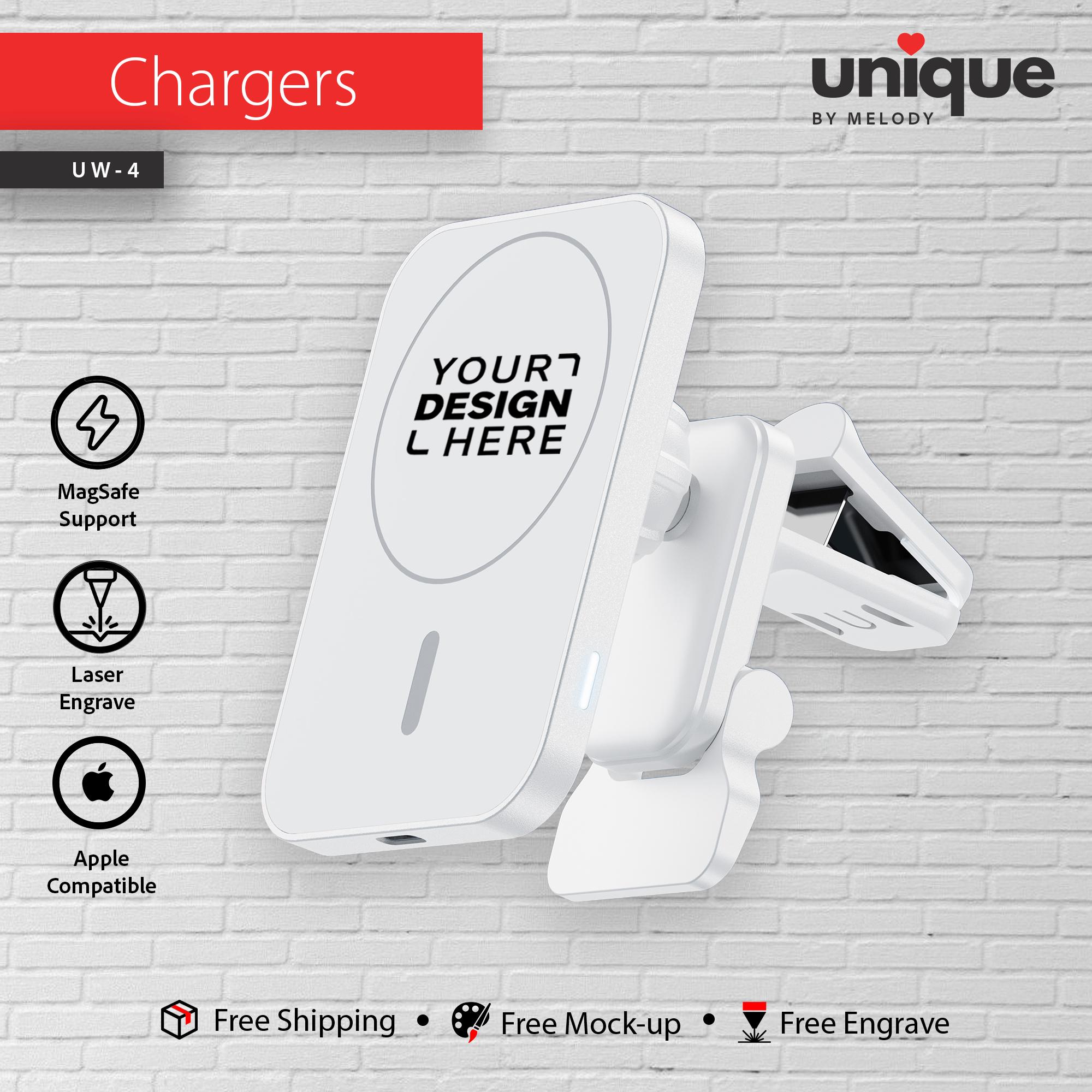 Personalized MagSafe Car Charger, Custom Logo Wireless Air Vent Mount, Corporate Holiday Gift, Company Bulk Promotional Orders