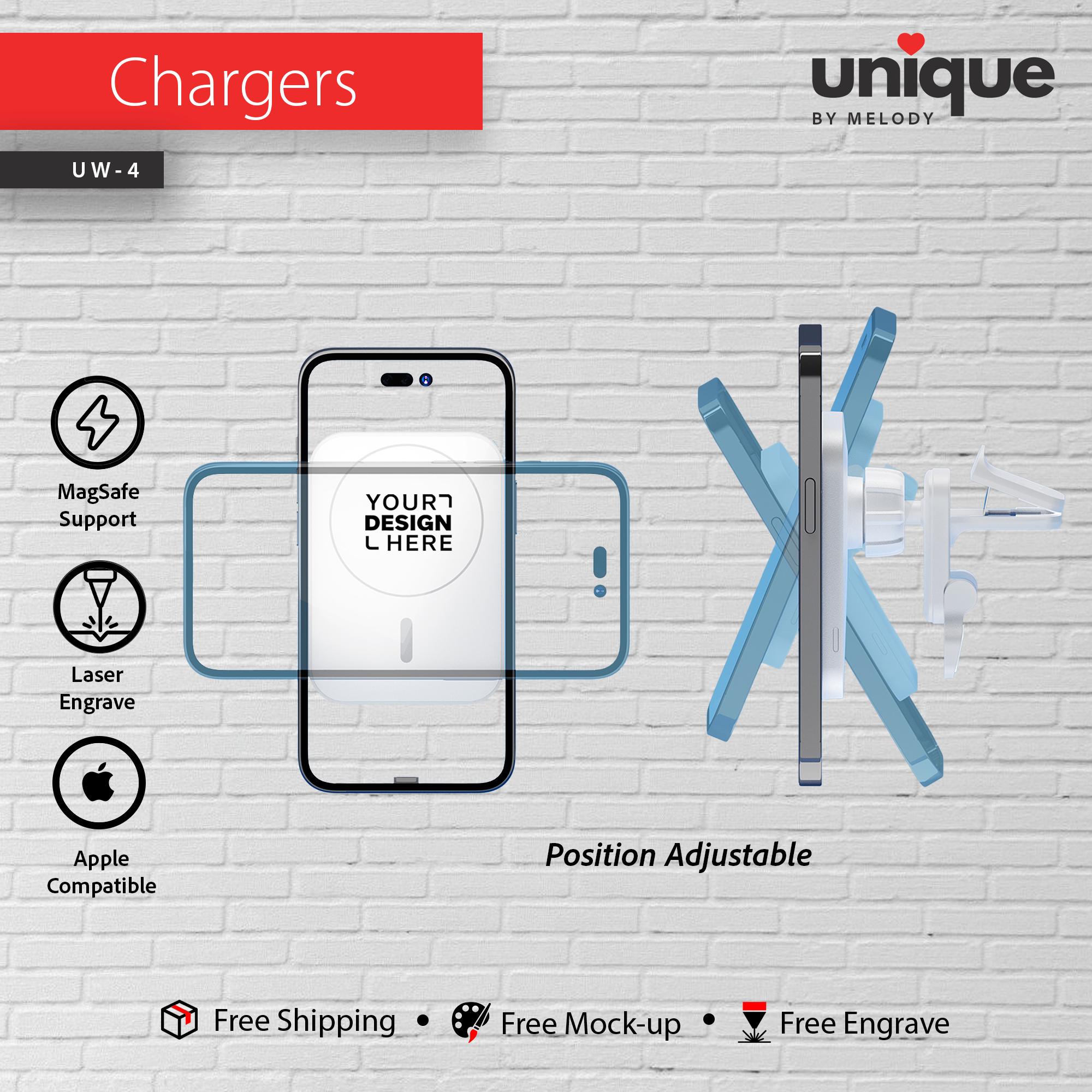 Custom Logo MagSafe Car Charger, Personalized Wireless Air Vent Mount, Corporate Holiday Gift, Company Giveaway, Company Bulk Promo Order