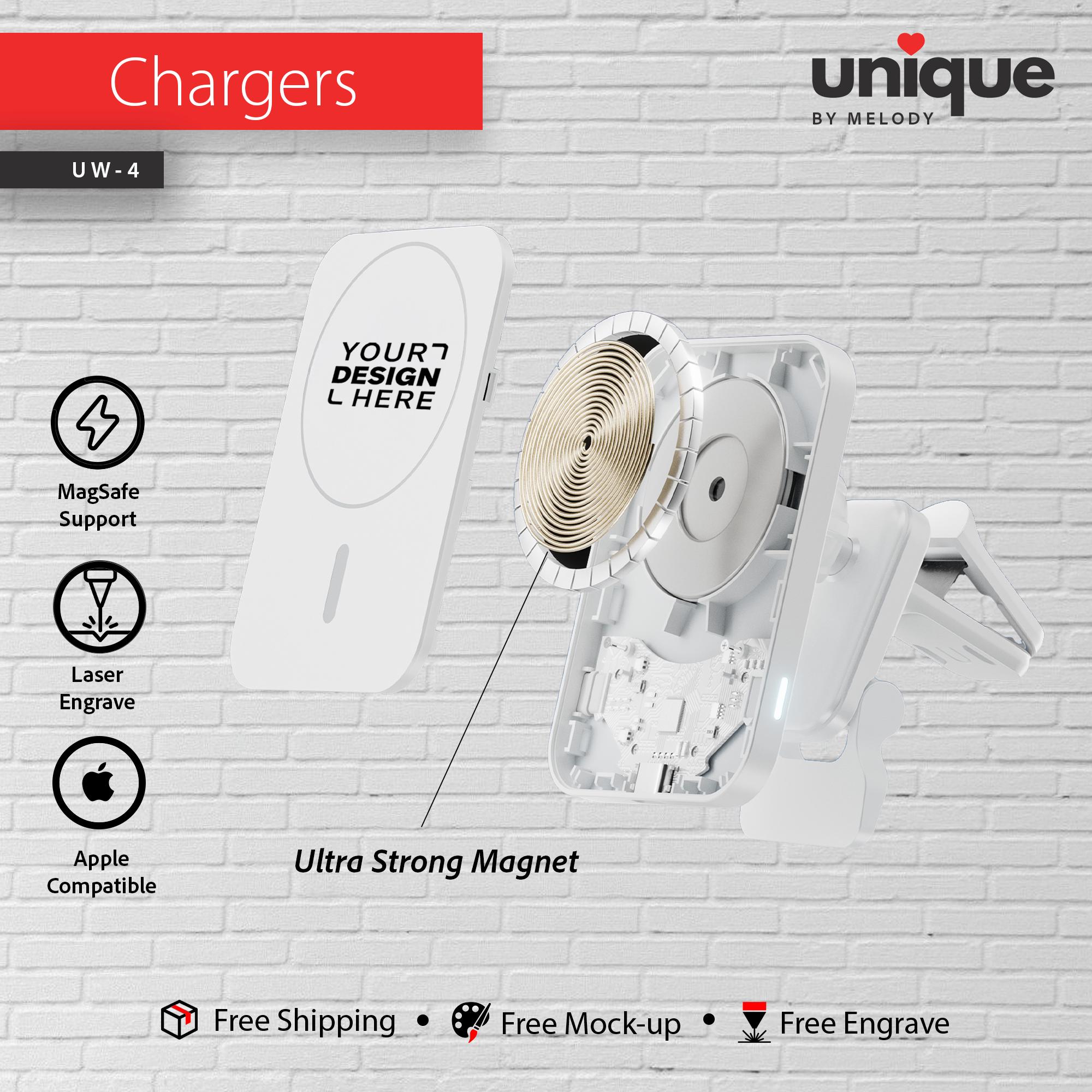 Custom Logo MagSafe Car Charger, Personalized Wireless Air Vent Mount, Corporate Holiday Gift, Company Giveaway, Company Bulk Promo Order