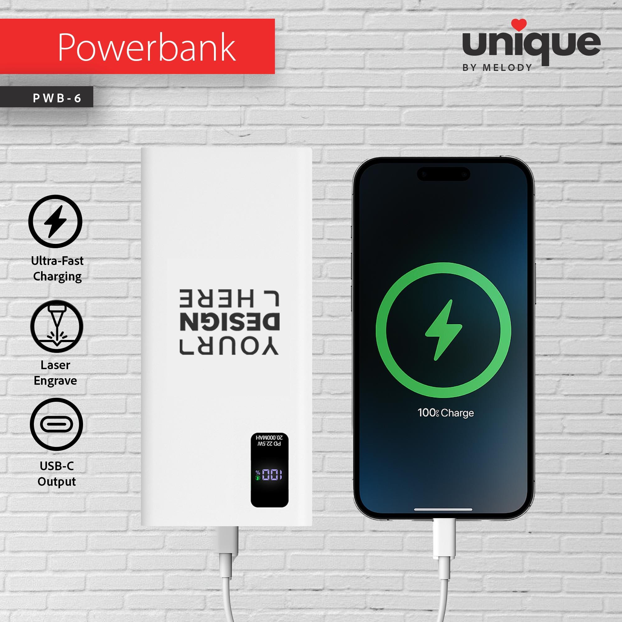 Company Logo Power Bank, Personalized USB-C Mobile Charger, Customized Portable Charger, Corporate Holiday Bulk Gift Order, Company Giveaway