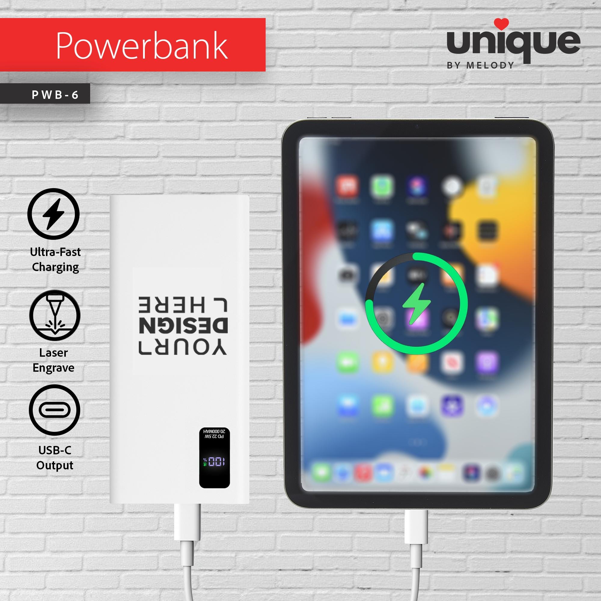 Pearl White PD Power Bank & Light-Up Cable Gift Set, Custom Logo Corporate Tech Bundle, Personalized Fast Charger, Bulk Business Gifts