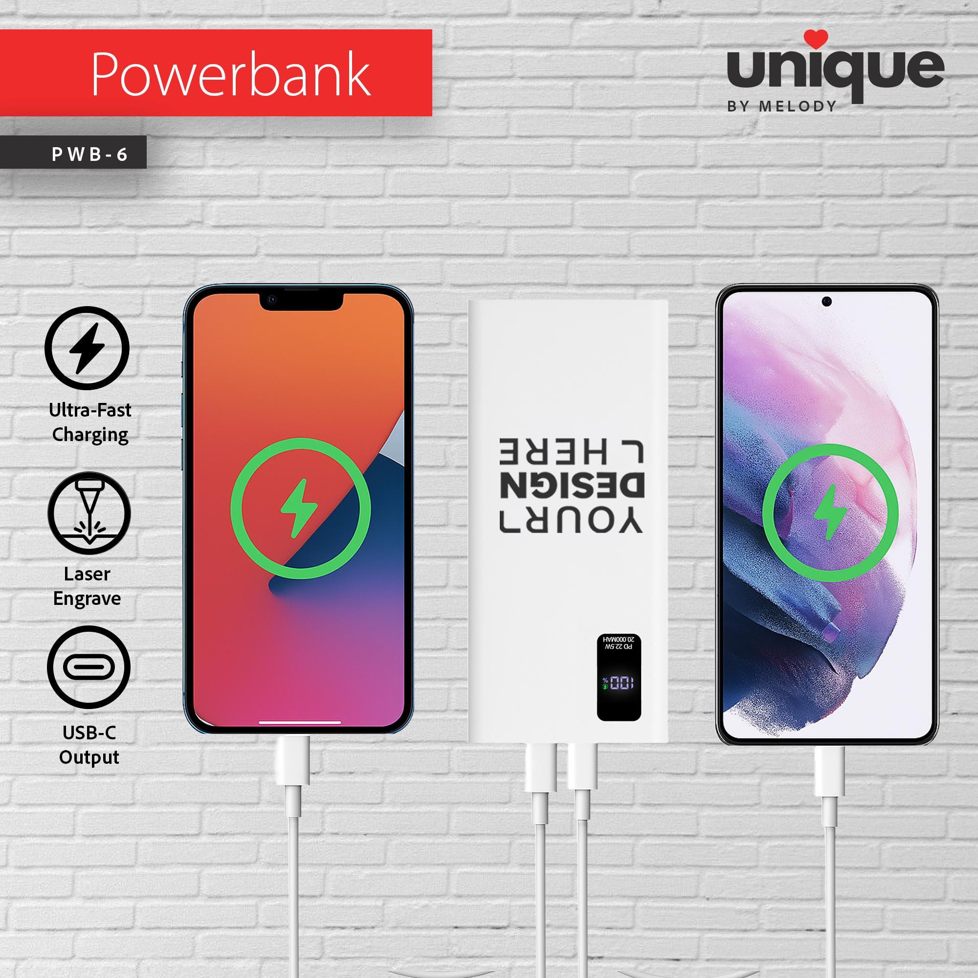 Pearl White PD Power Bank & Light-Up Cable Gift Set, Custom Logo Corporate Tech Bundle, Personalized Fast Charger, Bulk Business Gifts