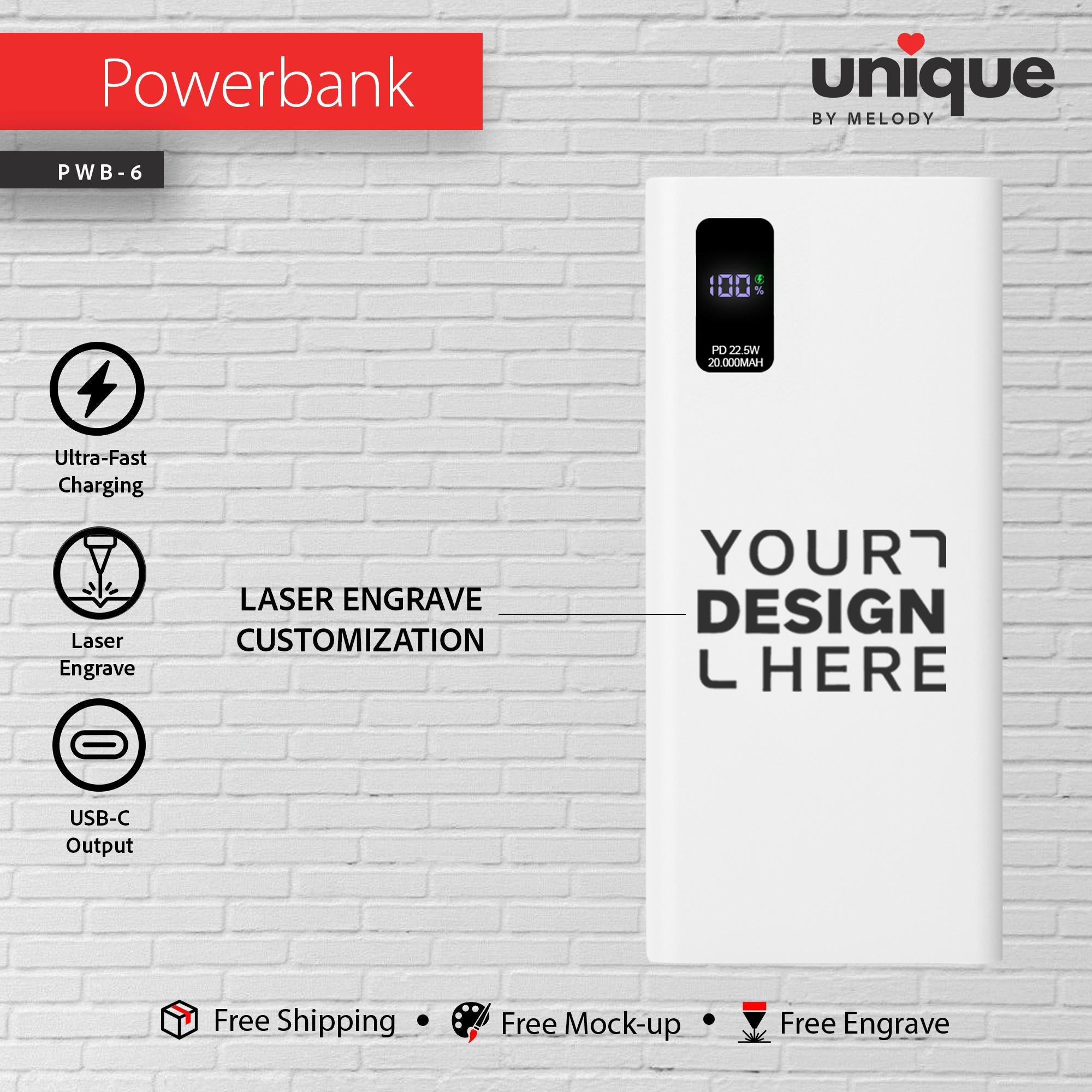 Company Logo Power Bank, Personalized USB-C Mobile Charger, Customized Portable Charger, Corporate Holiday Bulk Gift Order, Company Giveaway