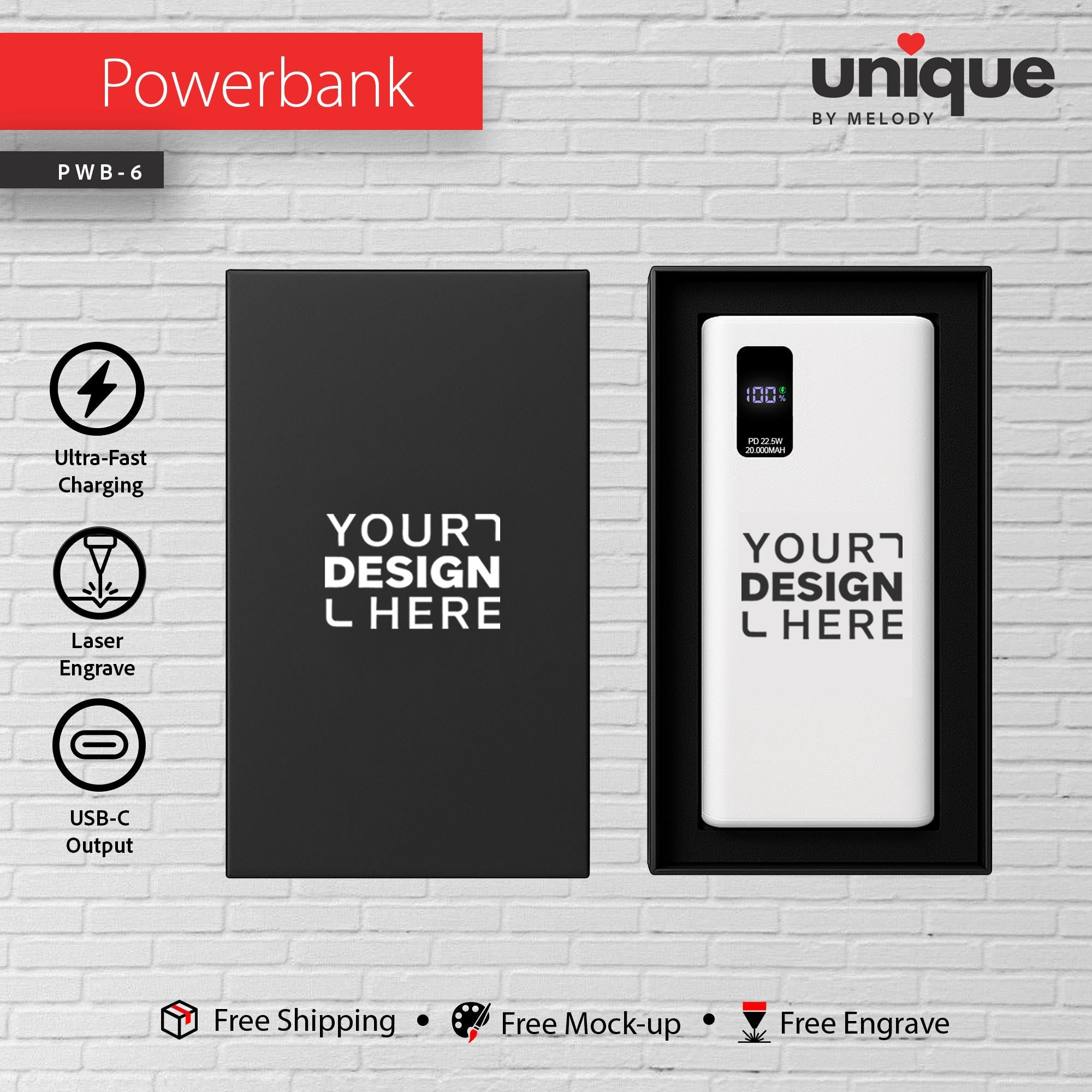 Company Logo Power Bank, Personalized USB-C Mobile Charger, Customized Portable Charger, Corporate Holiday Bulk Gift Order, Company Giveaway