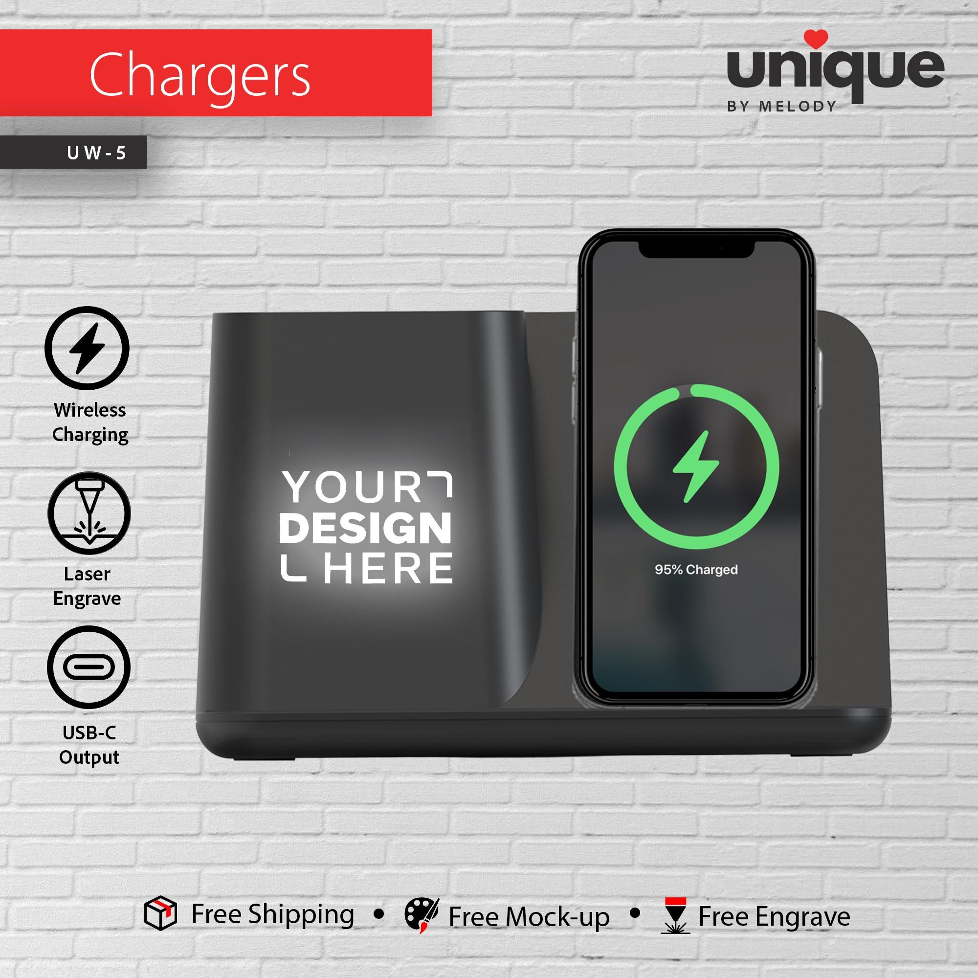 Light-Up Logo Wireless Charging Pen Holder, Custom Light-Up Logo Desktop Docking Station, Corporate Office Gift, Personalized Tech Organizer