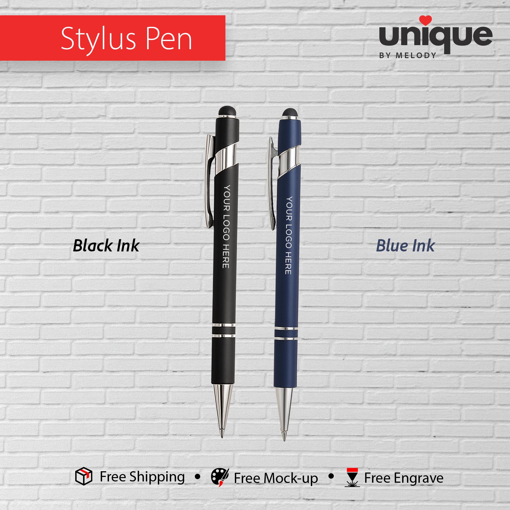 10pcs Personalized Soft Touch Stylus Executive Pen, Custom Logo Corporate Gift, Laser Engraved Ballpoint, Promotional Bulk Company Giveaway