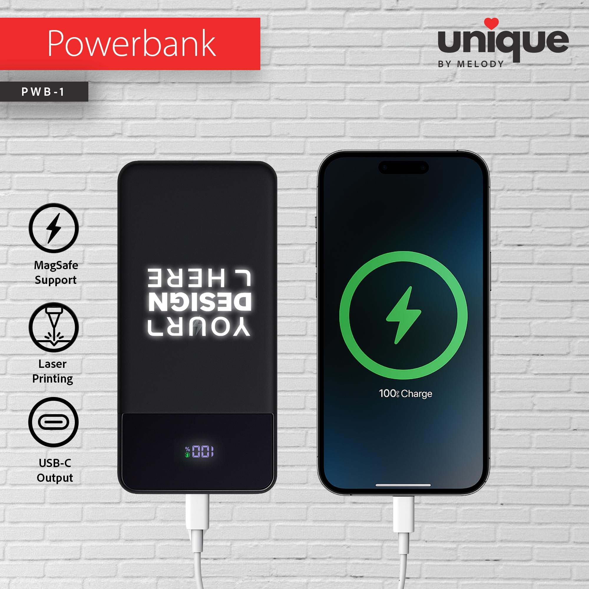 Light-Up Logo Powerbank, Promotional MagSafe Portable Charger, Company Customized Mobile Charger, Personalized Corporate Holiday Bulk Order