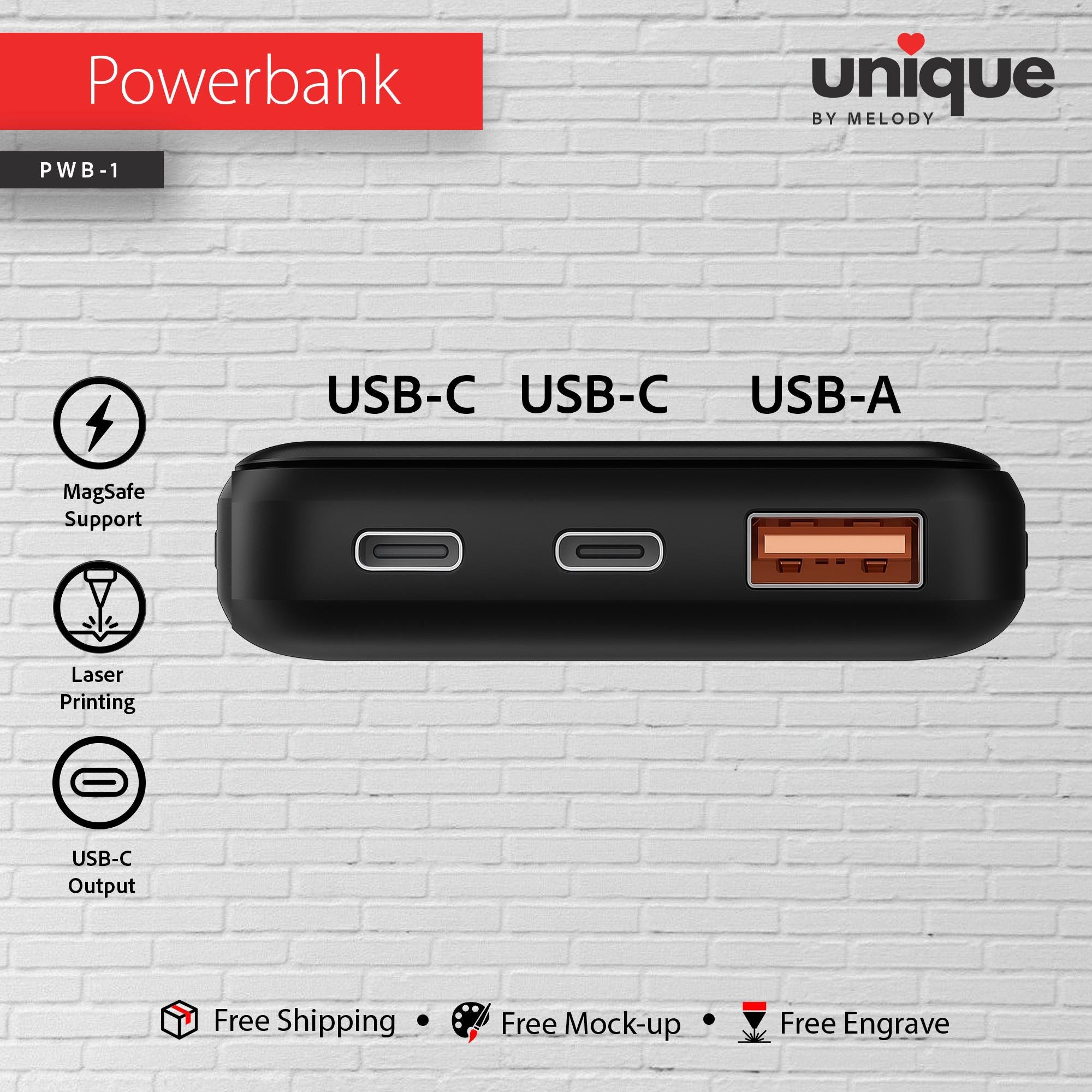 Light-Up Logo Powerbank, Promotional MagSafe Portable Charger, Company Customized Mobile Charger, Personalized Corporate Holiday Bulk Order