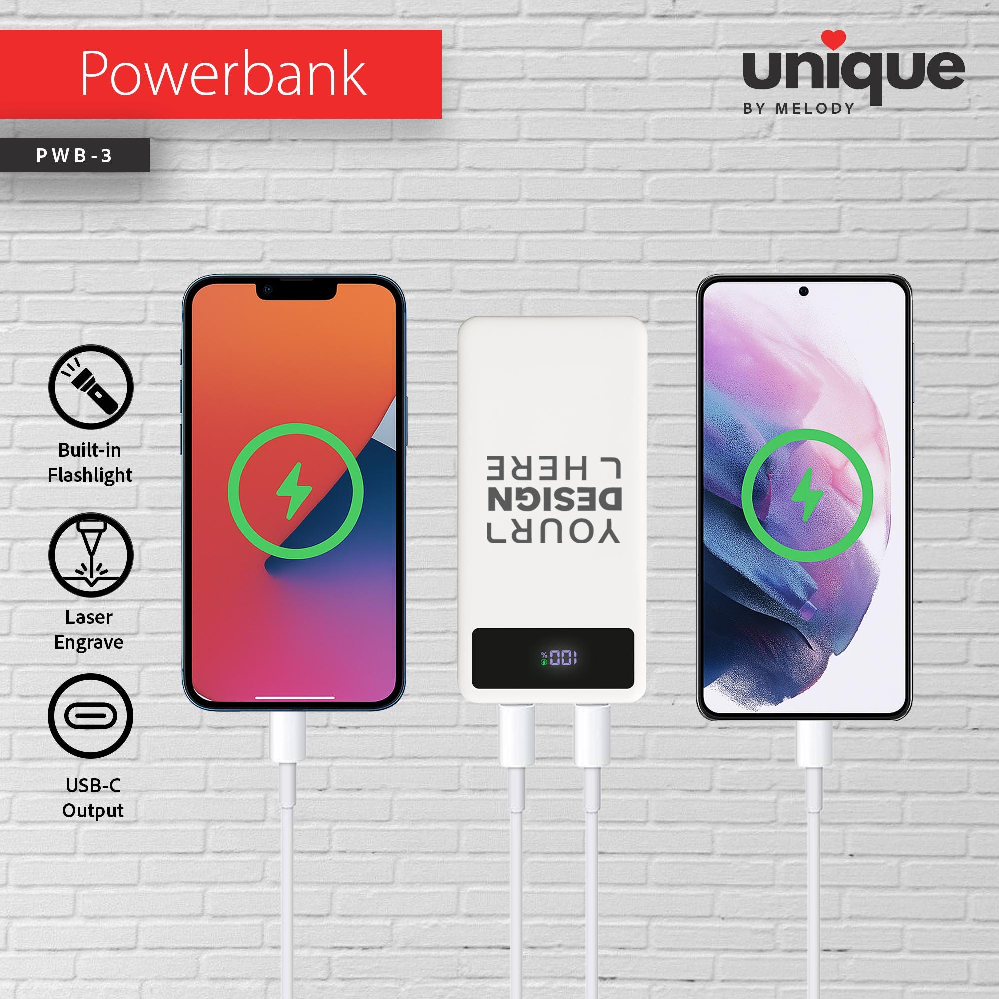 Personalized Portable Charger Affordable, Customized Company Logo Mobile Charger, Corporate Holiday Gift Bulk Orders, Custom USB-C Powerbank