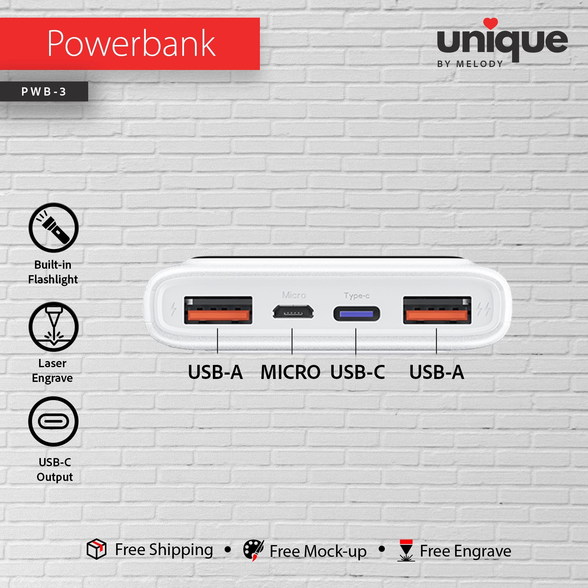 Personalized Portable Charger Affordable, Customized Company Logo Mobile Charger, Corporate Holiday Gift Bulk Orders, Custom USB-C Powerbank