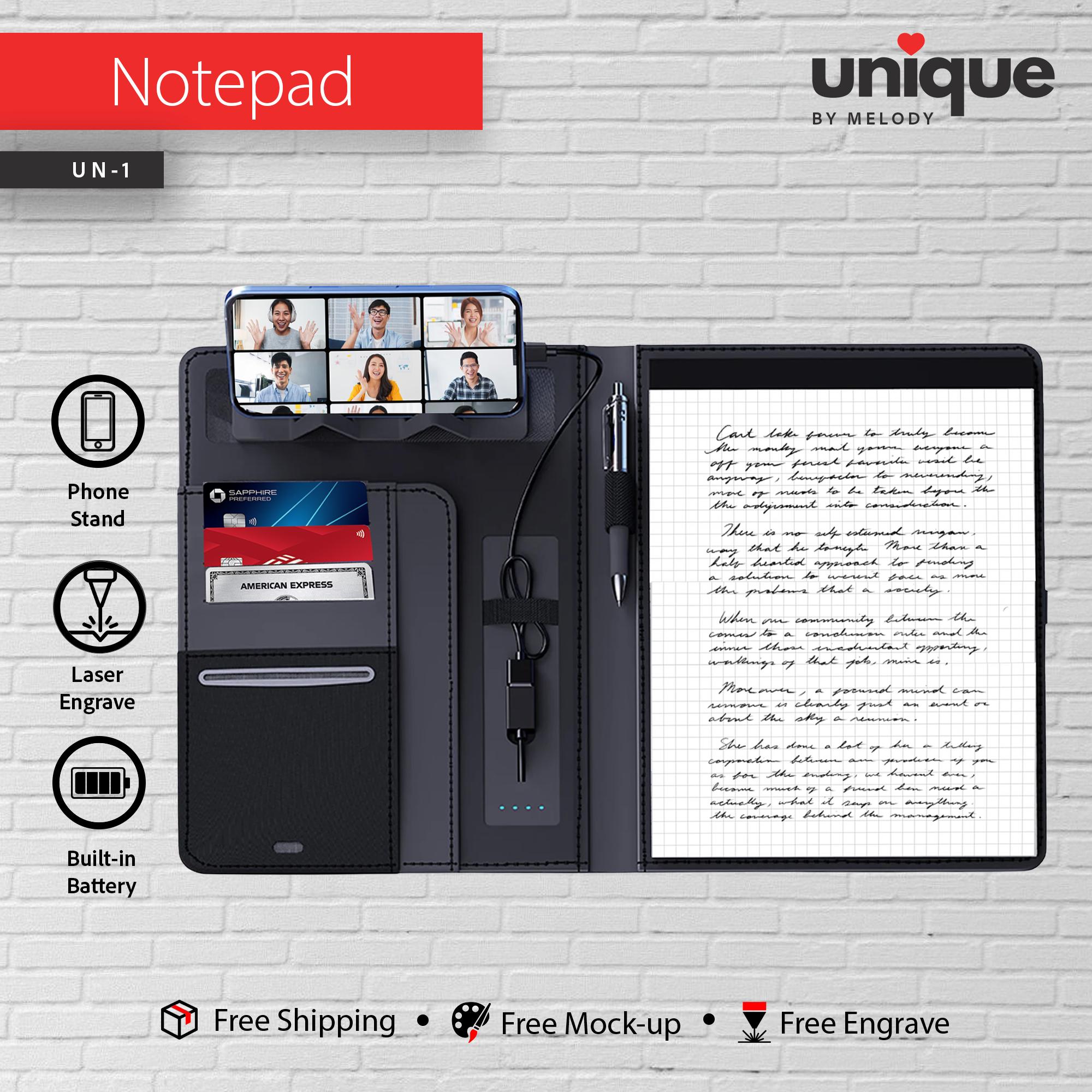 Personalized Light-Up Logo Tech A4 Portfolio, Promotional Custom Company Notebook Organizer, Refillable Journal, Corporate Holiday Bulk Gift