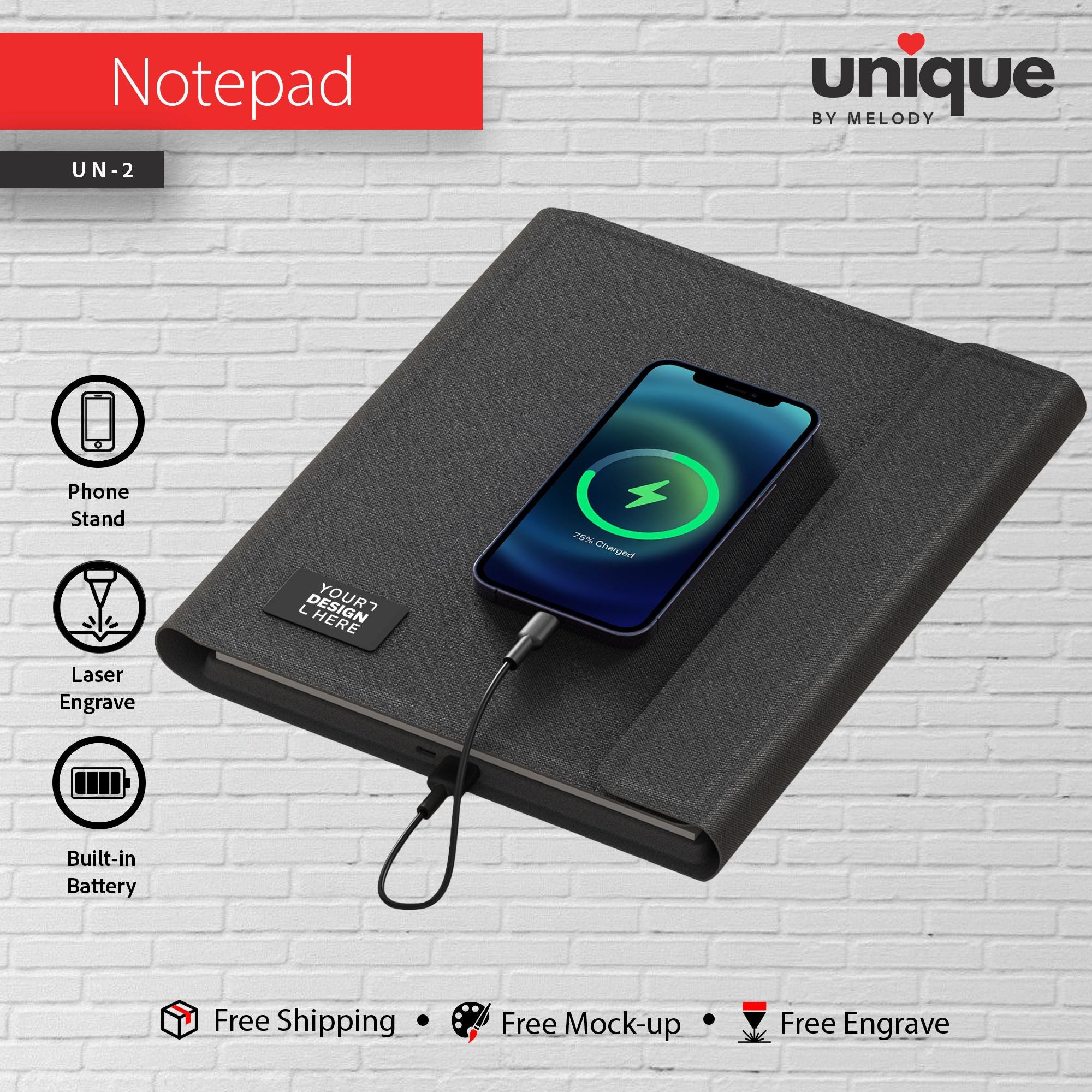 Personalized Laser Engraved Logo Tech A4 Portfolio, Custom Company Notebook Organizer, Company Logo Refillable Journal, Corporate Bulk Gift