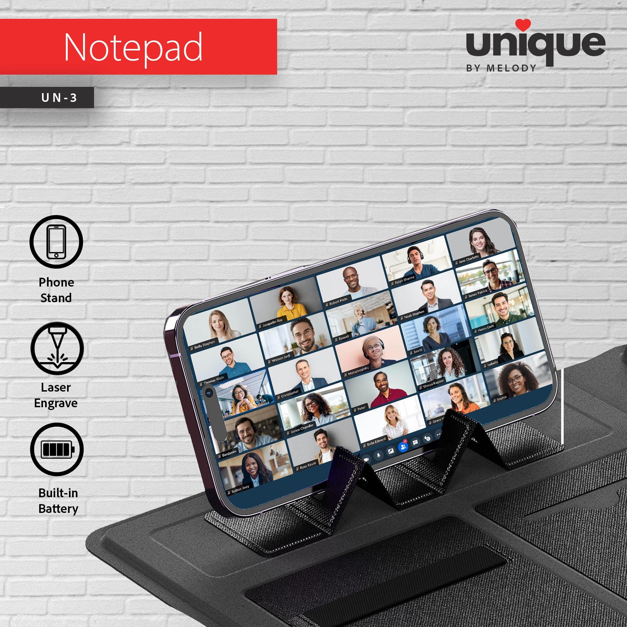 Personalized Light-Up Tech A5 Portfolio & Cable Gift Set, Custom Company Promotional Refillable Journal, Corporate Holiday Bulk Gifts