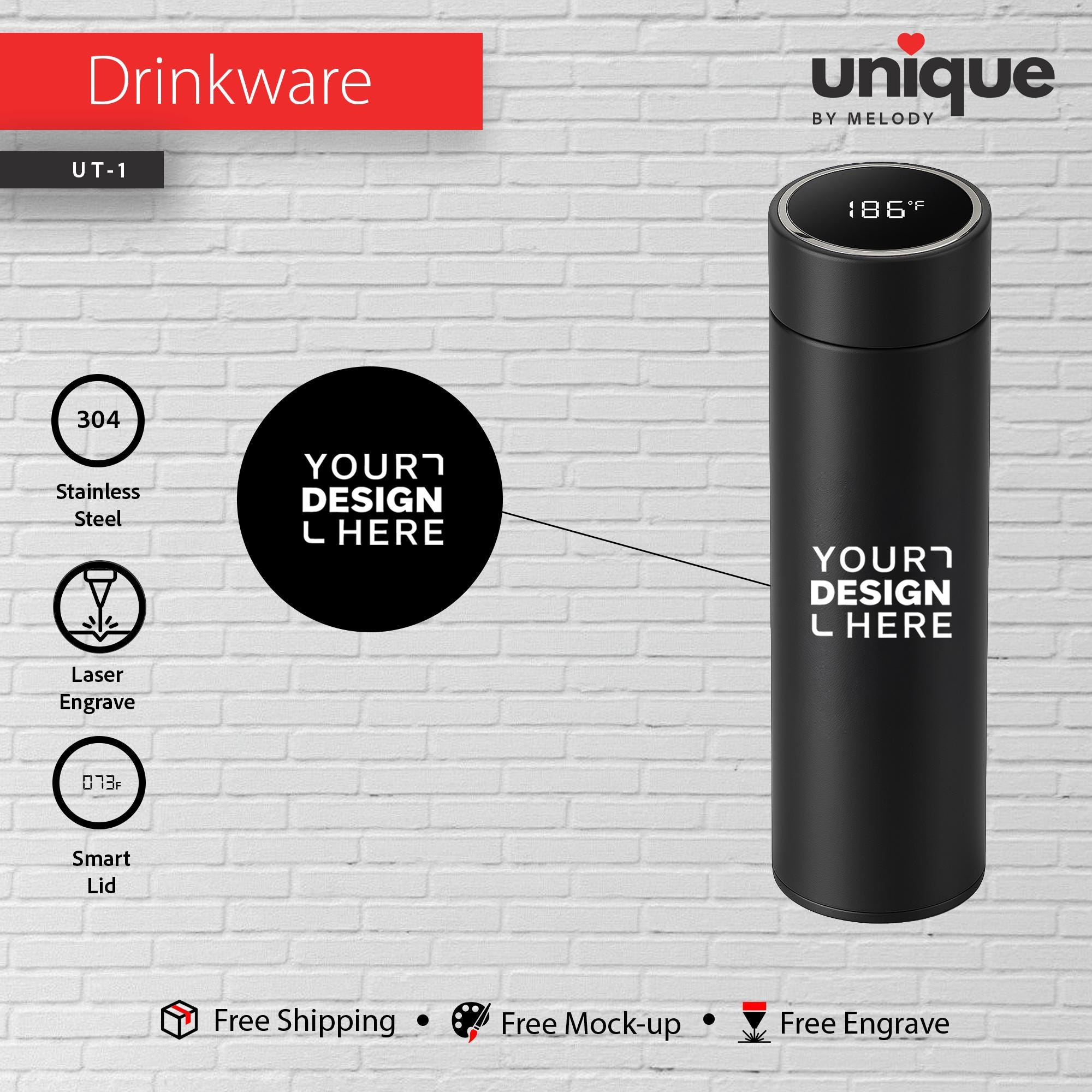 Smart Thermos & Light-Up Charging Cable Set, Custom Logo Corporate Gift Bundle, Personalized Tech Holiday Gift, Promotional Bulk Orders