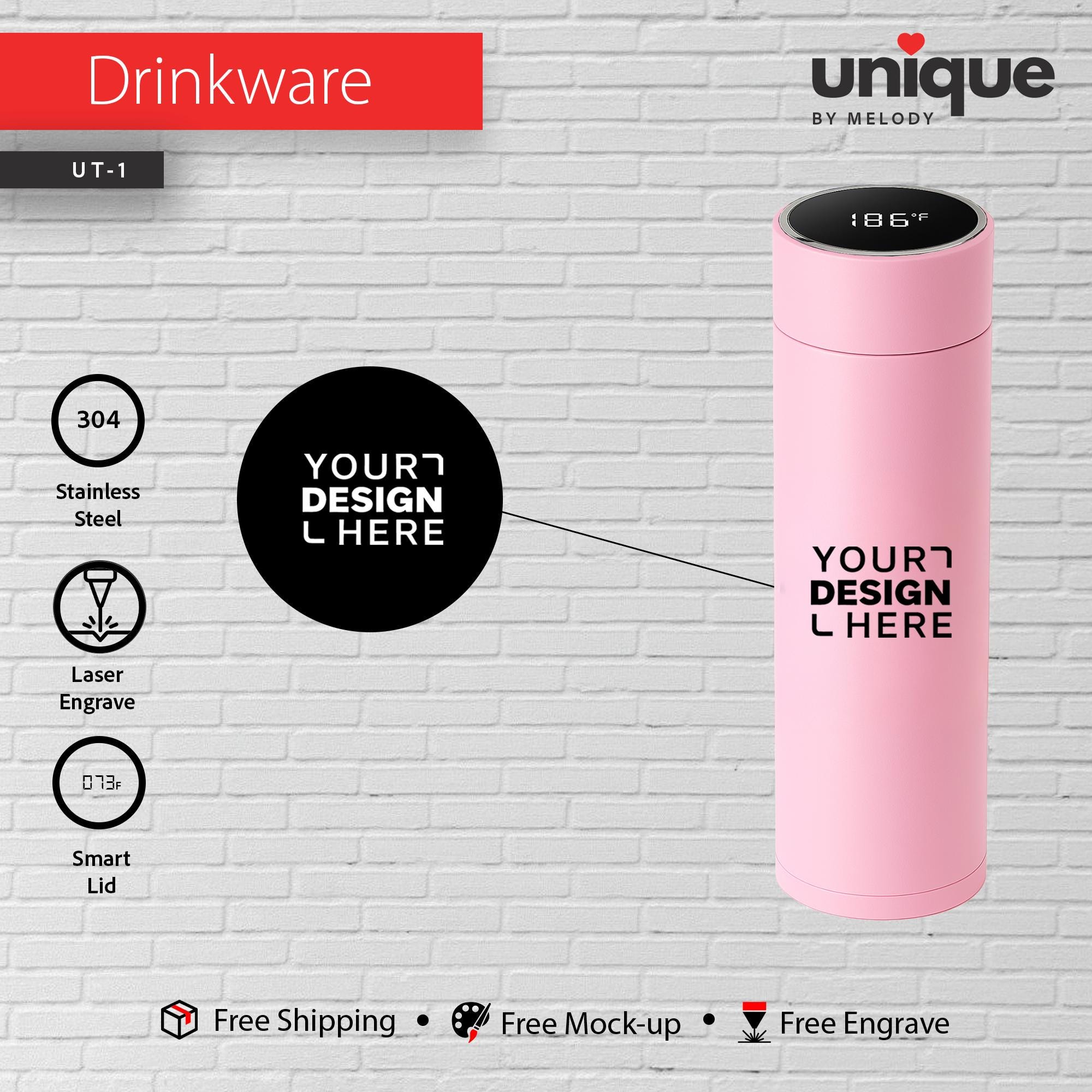 Smart Thermos & Light-Up Charging Cable Set, Custom Logo Corporate Gift Bundle, Personalized Tech Holiday Gift, Promotional Bulk Orders
