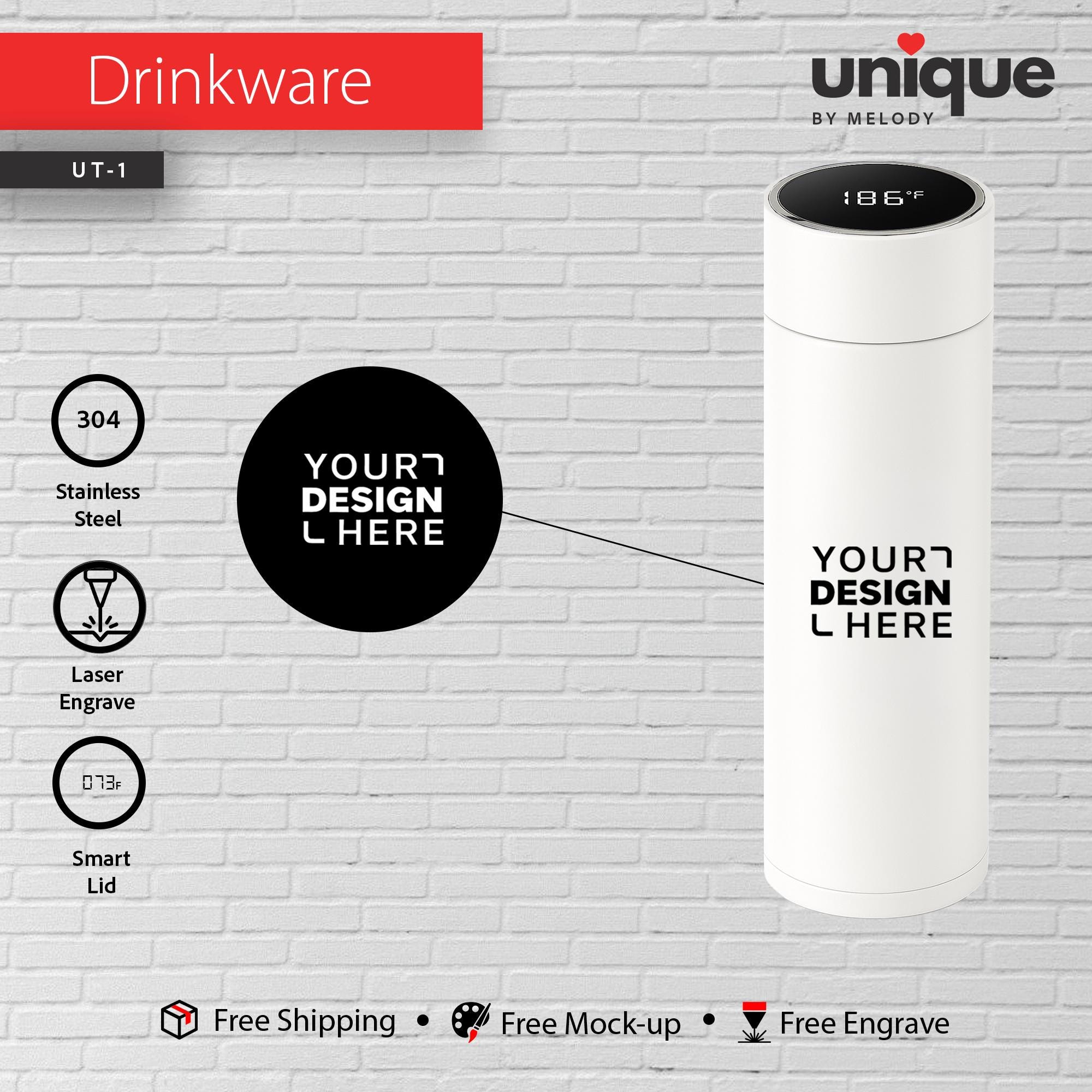 Branded Smart Thermos, Personalized Corporate Logo Gift, Touch Screen Intelligent Bottle, Business Holiday Bulk Orders, Promotional Thermos