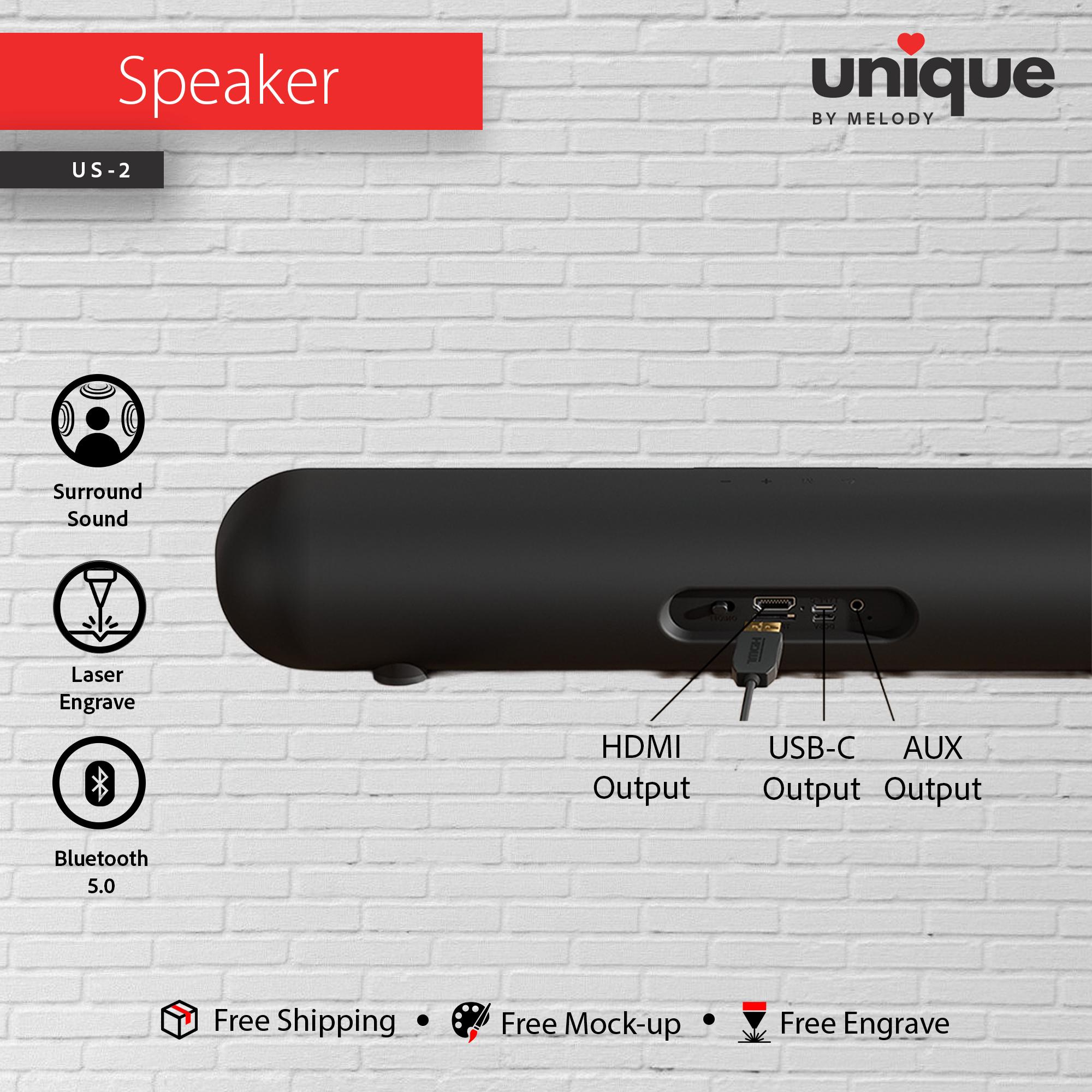Custom Light-Up Logo Premium Sound Bar, Laser Engraved Logo Bluetooth Speaker, Corporate Holiday Gift, Promotional Company Logo Bulk Orders