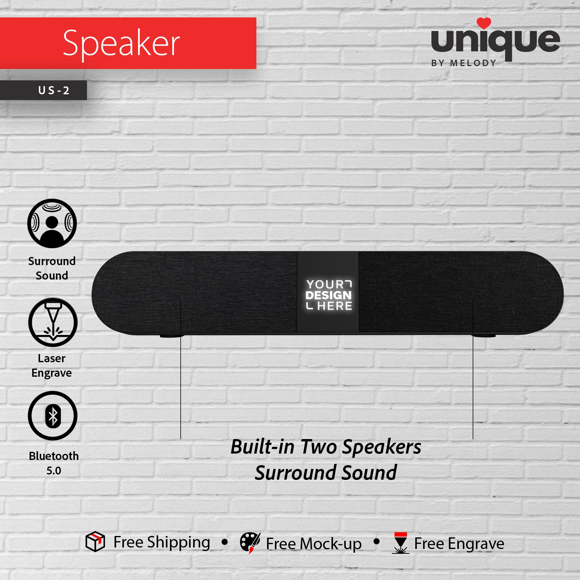 Custom Light-Up Logo Premium Sound Bar, Laser Engraved Logo Bluetooth Speaker, Corporate Holiday Gift, Promotional Company Logo Bulk Orders