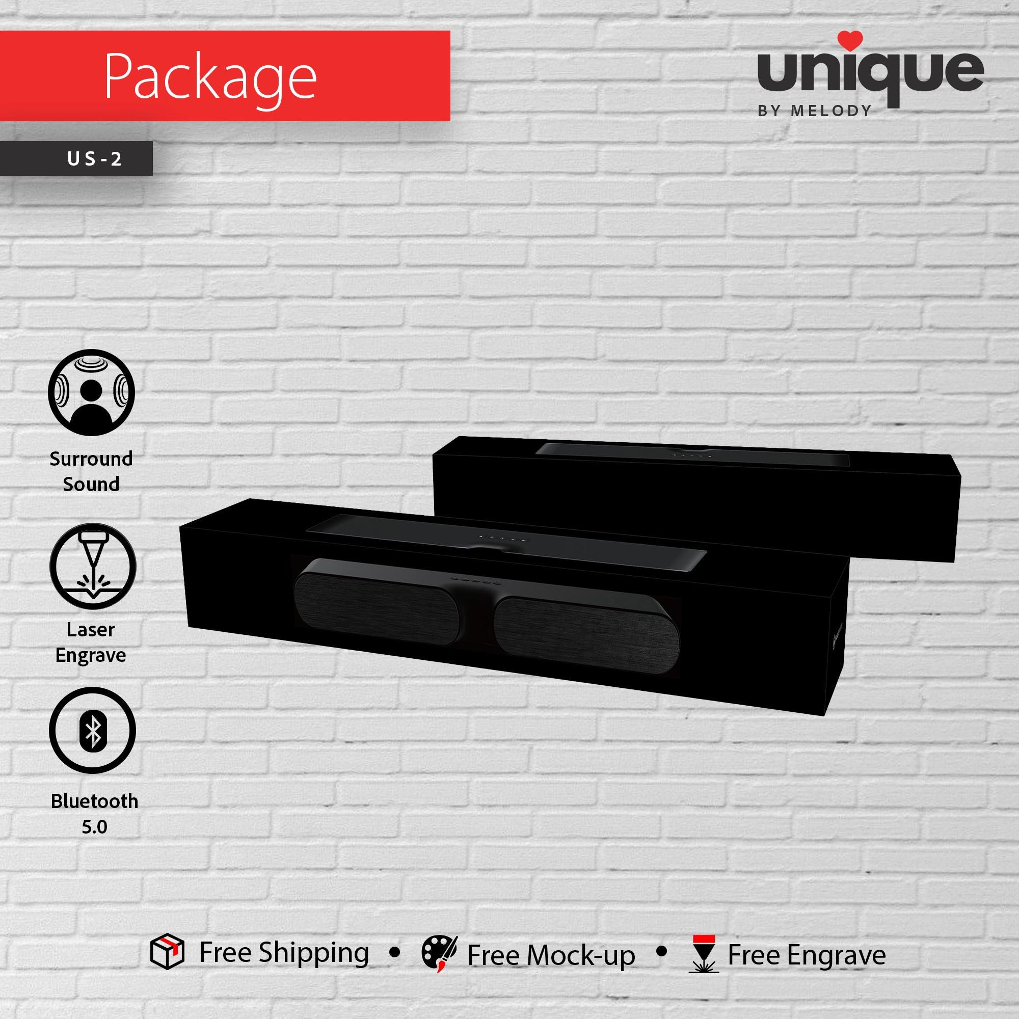 Custom Light-Up Logo Premium Sound Bar, Laser Engraved Logo Bluetooth Speaker, Corporate Holiday Gift, Promotional Company Logo Bulk Orders