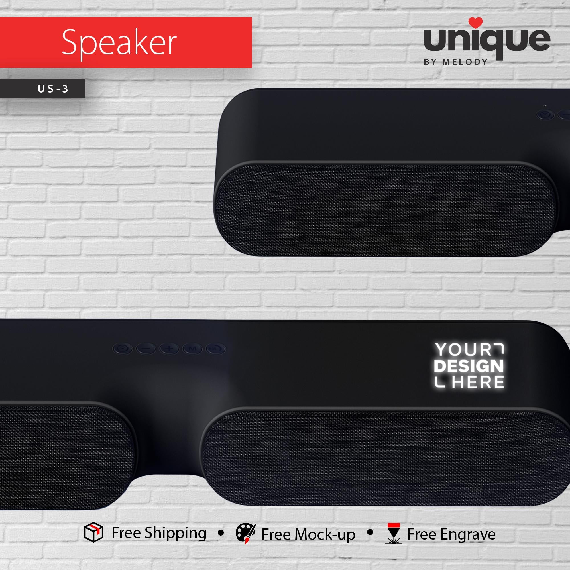 Premium Custom Light-Up Logo Sound Bar, Laser Engraved Logo Bluetooth Speaker, Promotional Company Logo Bulk Orders, Corporate Holiday Gift