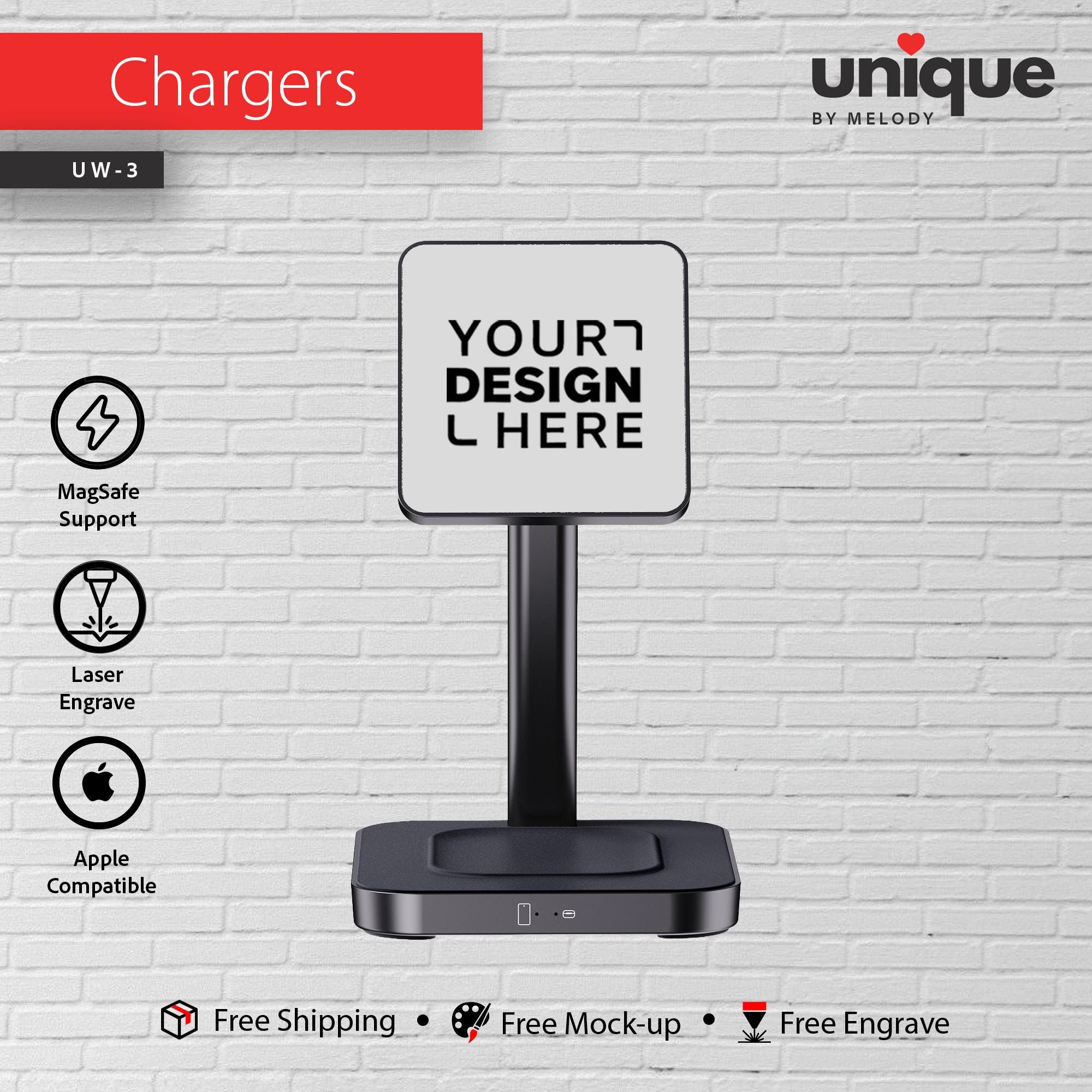 Personalized MagSafe 2-in-1 Charger, 15W Wireless Dock Station for iPhone & AirPods, Custom Corporate Tech Gift, Promotional Bulk Orders