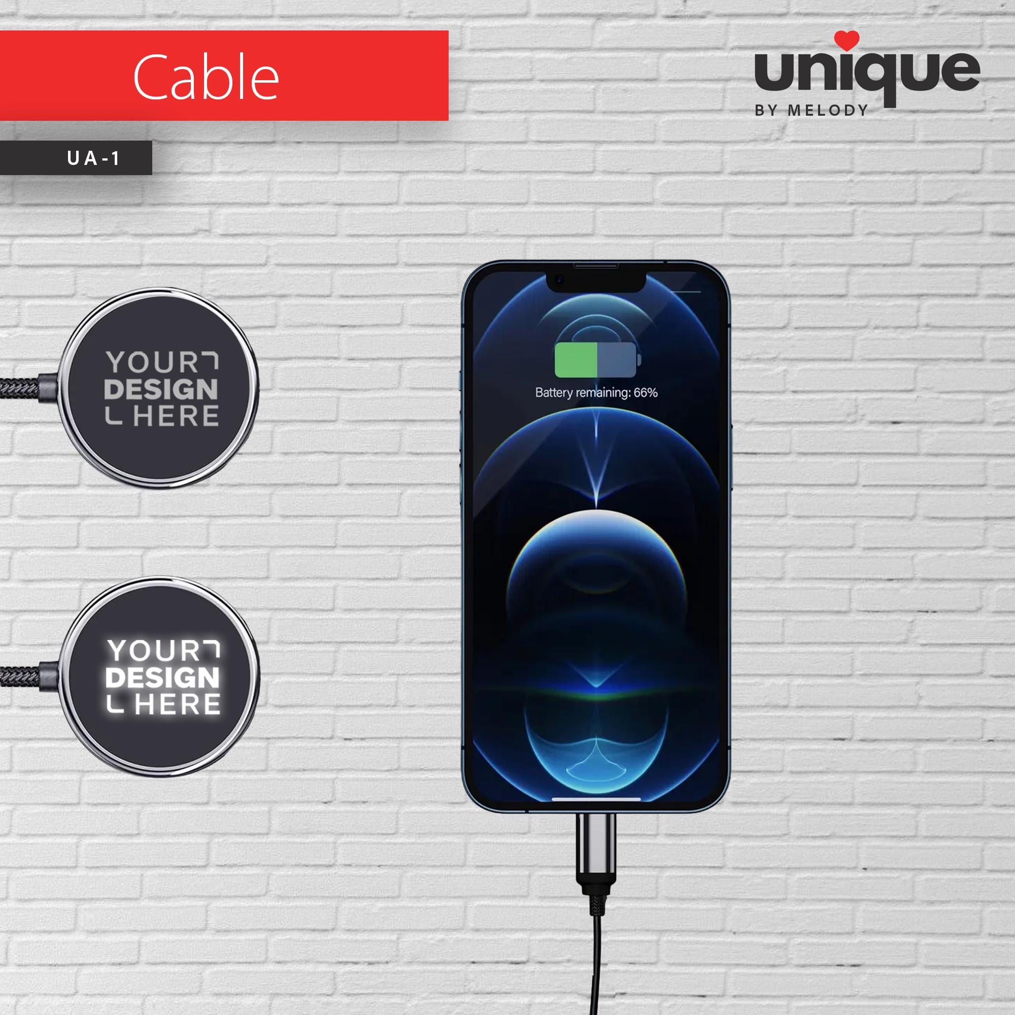 Personalized 2-in-1 Light-Up Cable, Custom Logo Charging Cord, Corporate Tech Giveaway, Affordable Business Bulk Promotional Orders