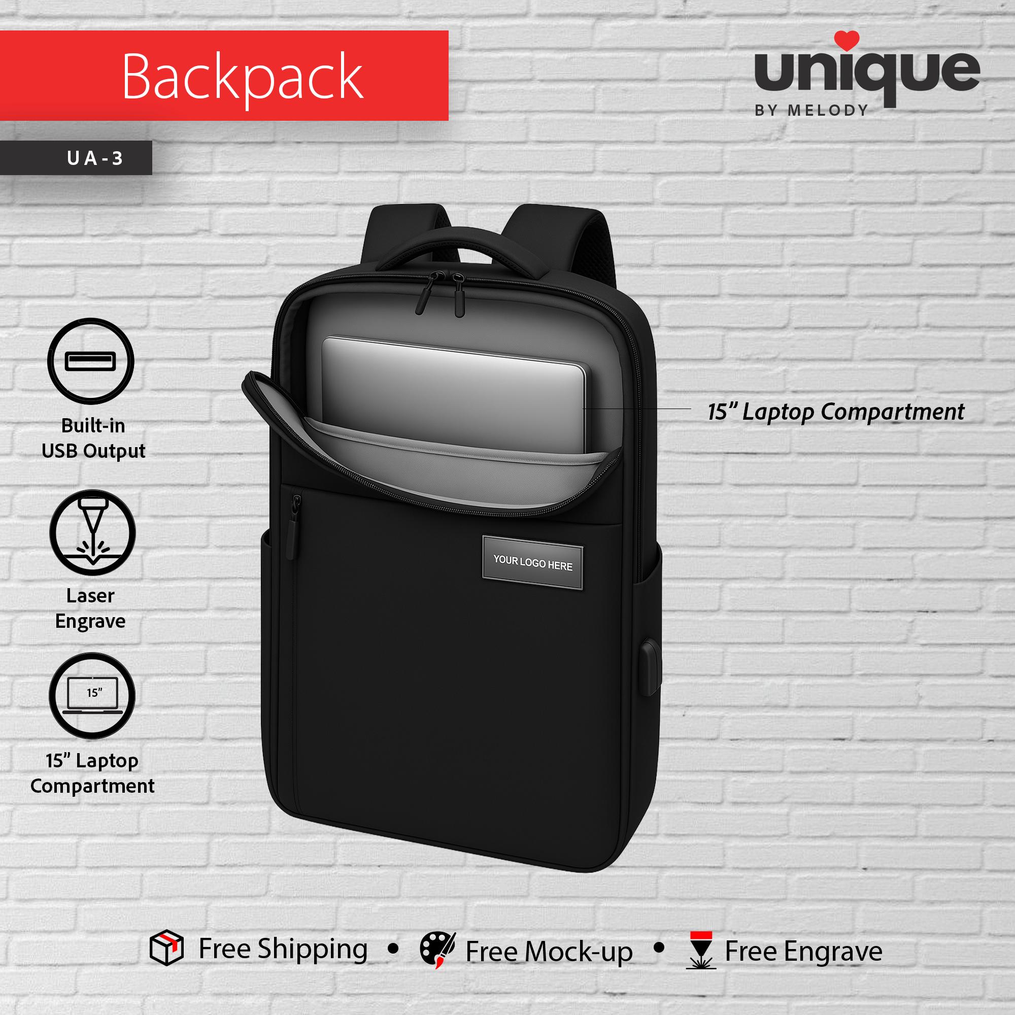 Company Logo Backpack Waterproof, Custom Logo USB Charging Laptop Bag, Corporate Travel Tech Gift, Affordable Company Bulk Promotional Order