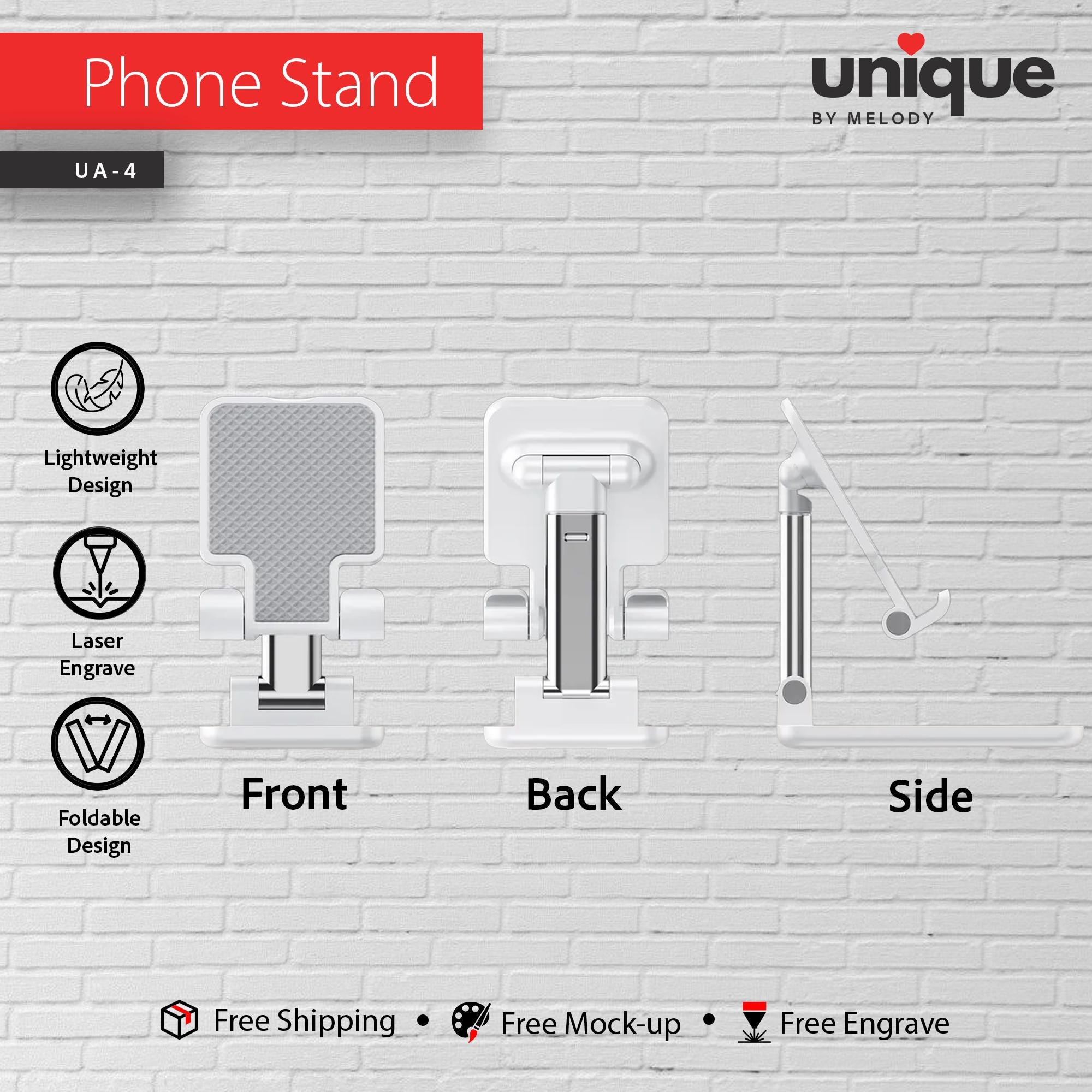 Custom Logo Adjustable Phone Stand, Custom Logo Foldable Portable Desk Stand for All Phones Tablets, Branded Corporate Gift Giveaway