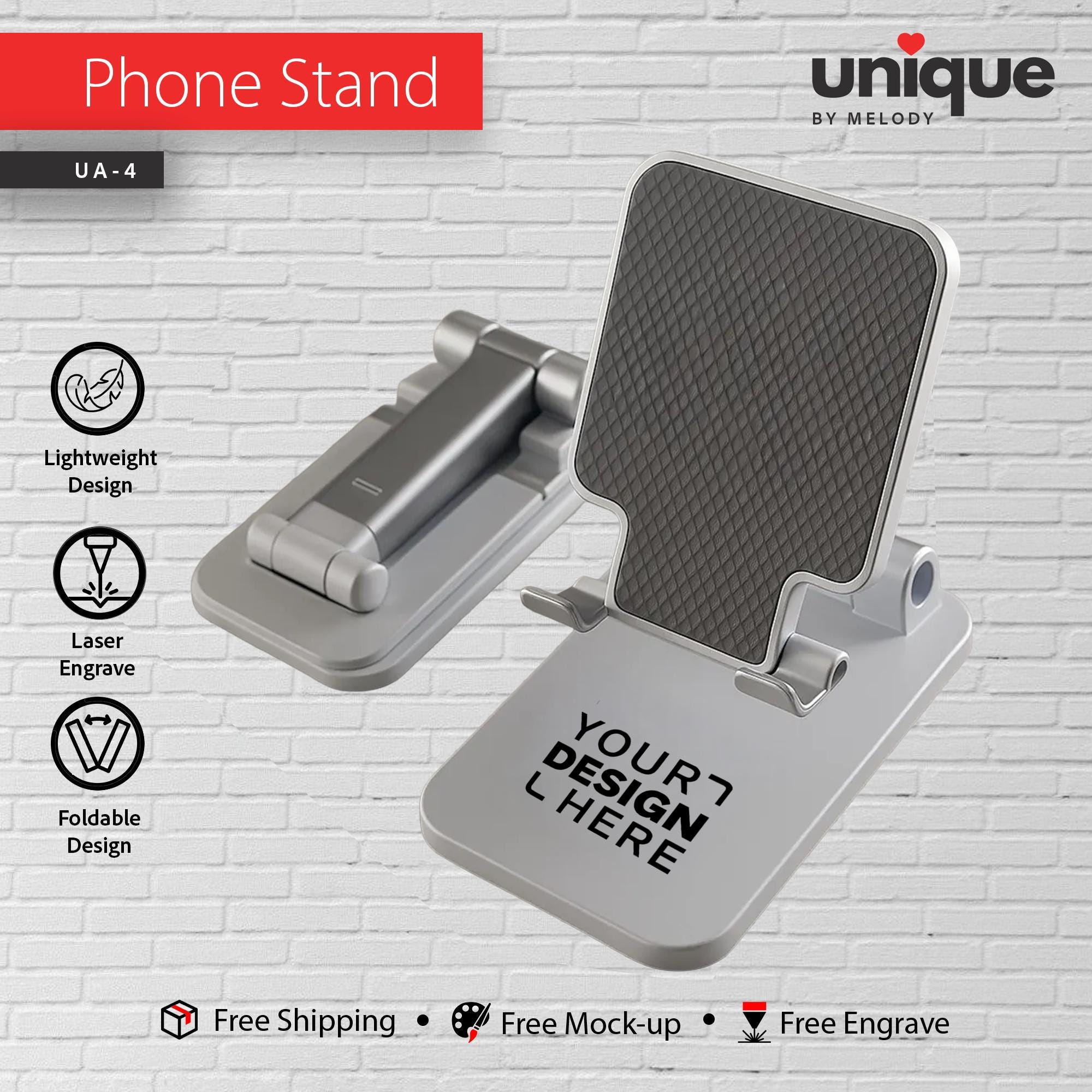 Custom Logo Adjustable Phone Stand Custom Logo Foldable Portable Desk Stand for All Phones Tablets Branded Corporate Gift Giveaway