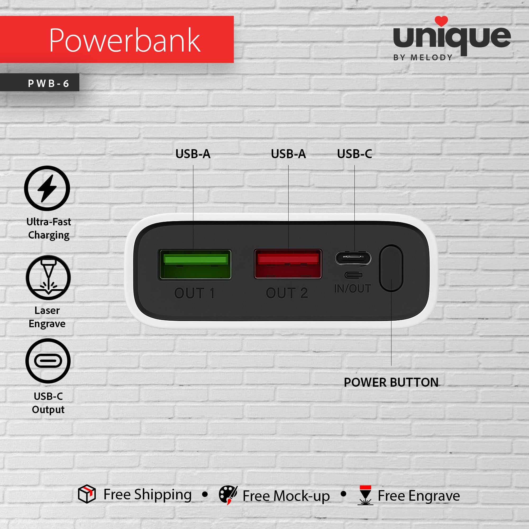 Company Logo Power Bank, Personalized USB-C Mobile Charger, Customized Portable Charger, Corporate Holiday Bulk Gift Order, Company Giveaway