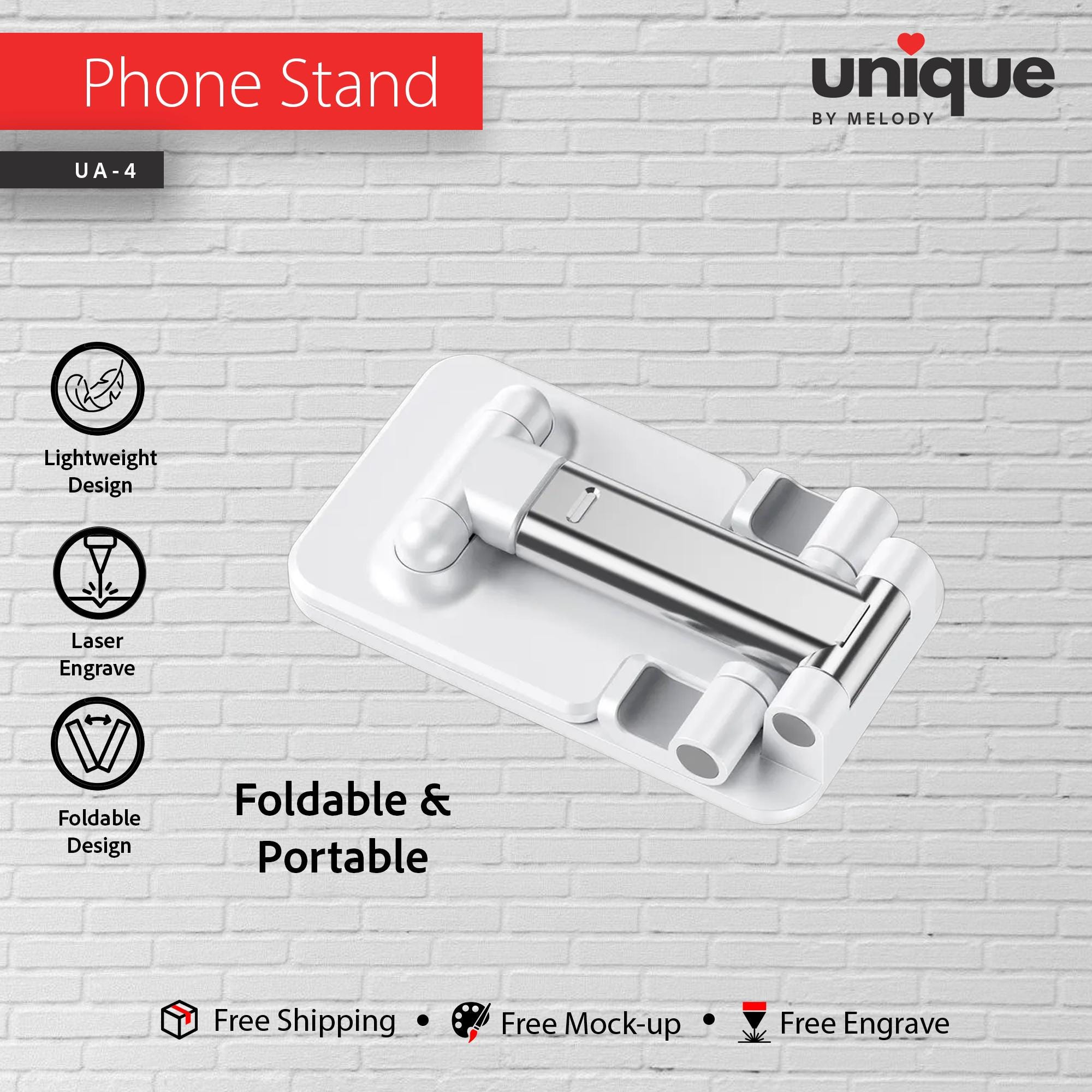 Custom Logo Adjustable Phone Stand, Custom Logo Foldable Portable Desk Stand for All Phones Tablets, Branded Corporate Gift Giveaway