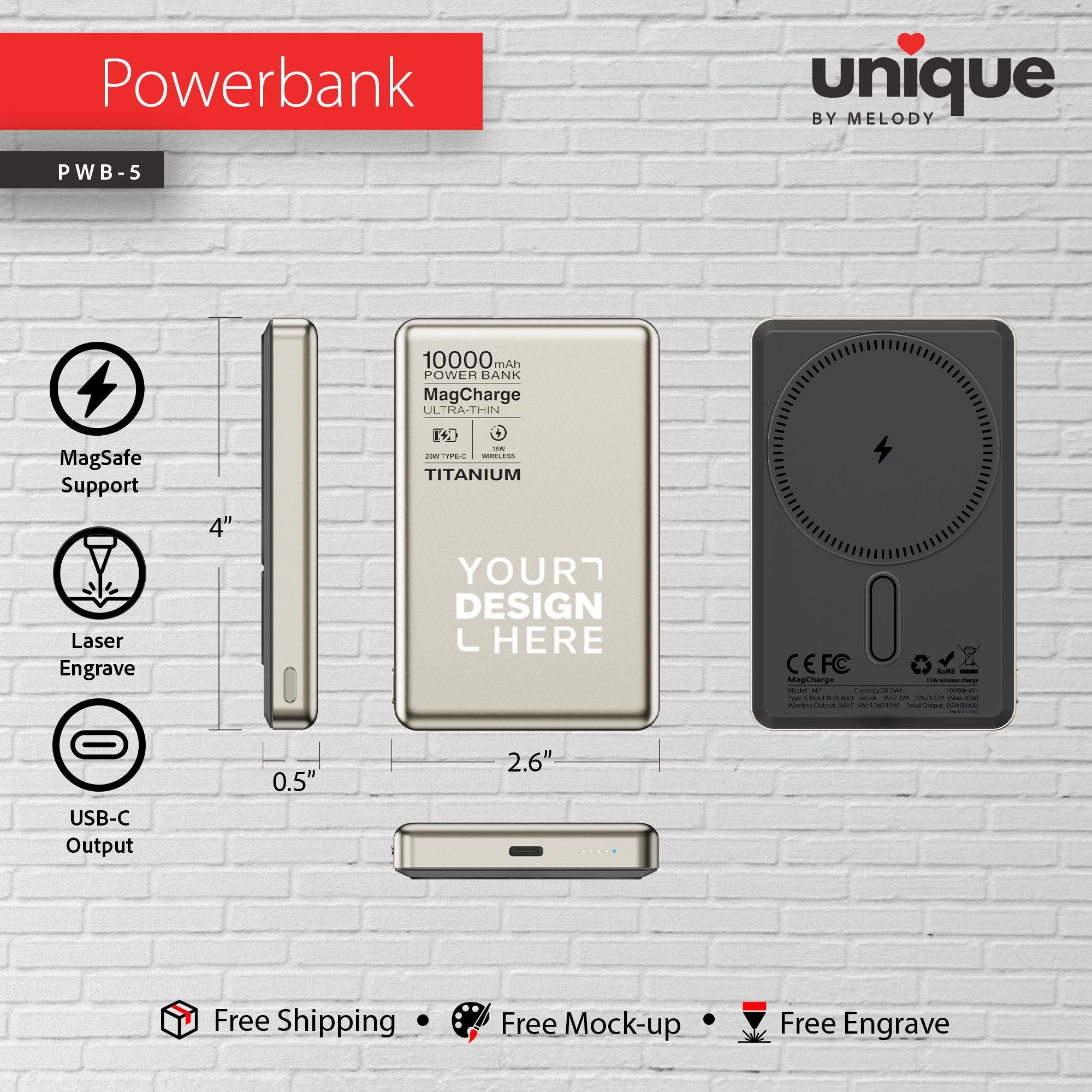 Company Logo Charger Portable, Personalized Power Bank, Bulk Corporate Gift for Employee Onboarding Trade Show Conference Business Event