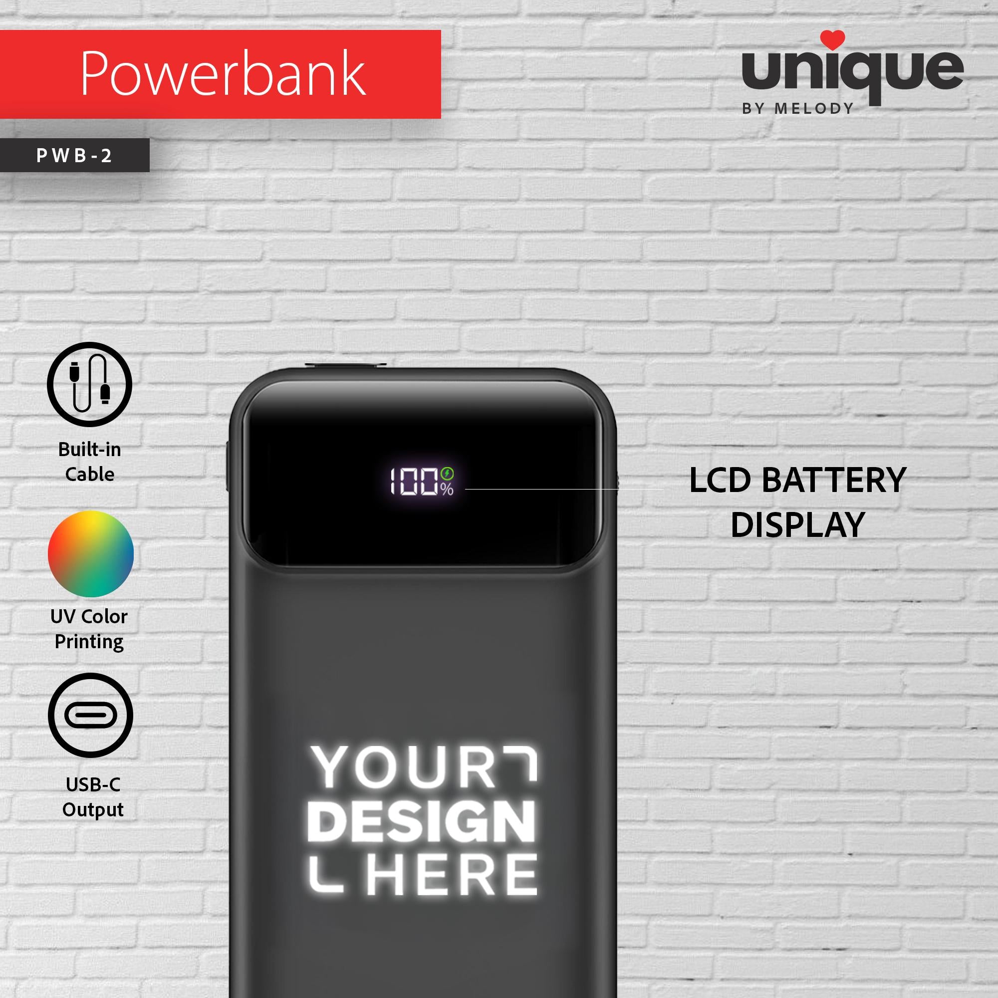 Logo Customized Portable Charger, Personalized Built-in Cable Powerbank, Corporate Holiday Bulk Gift for Clients, Staff, Trade Shows, Events